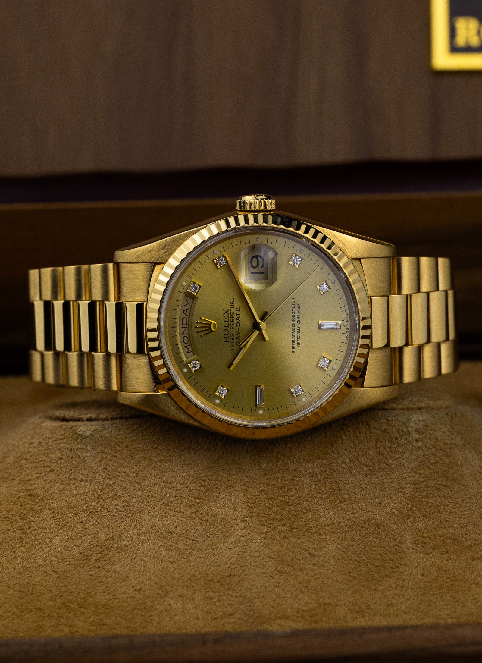 1994 Rolex Day-Date 18238 Factory Diamond Dial Full Set