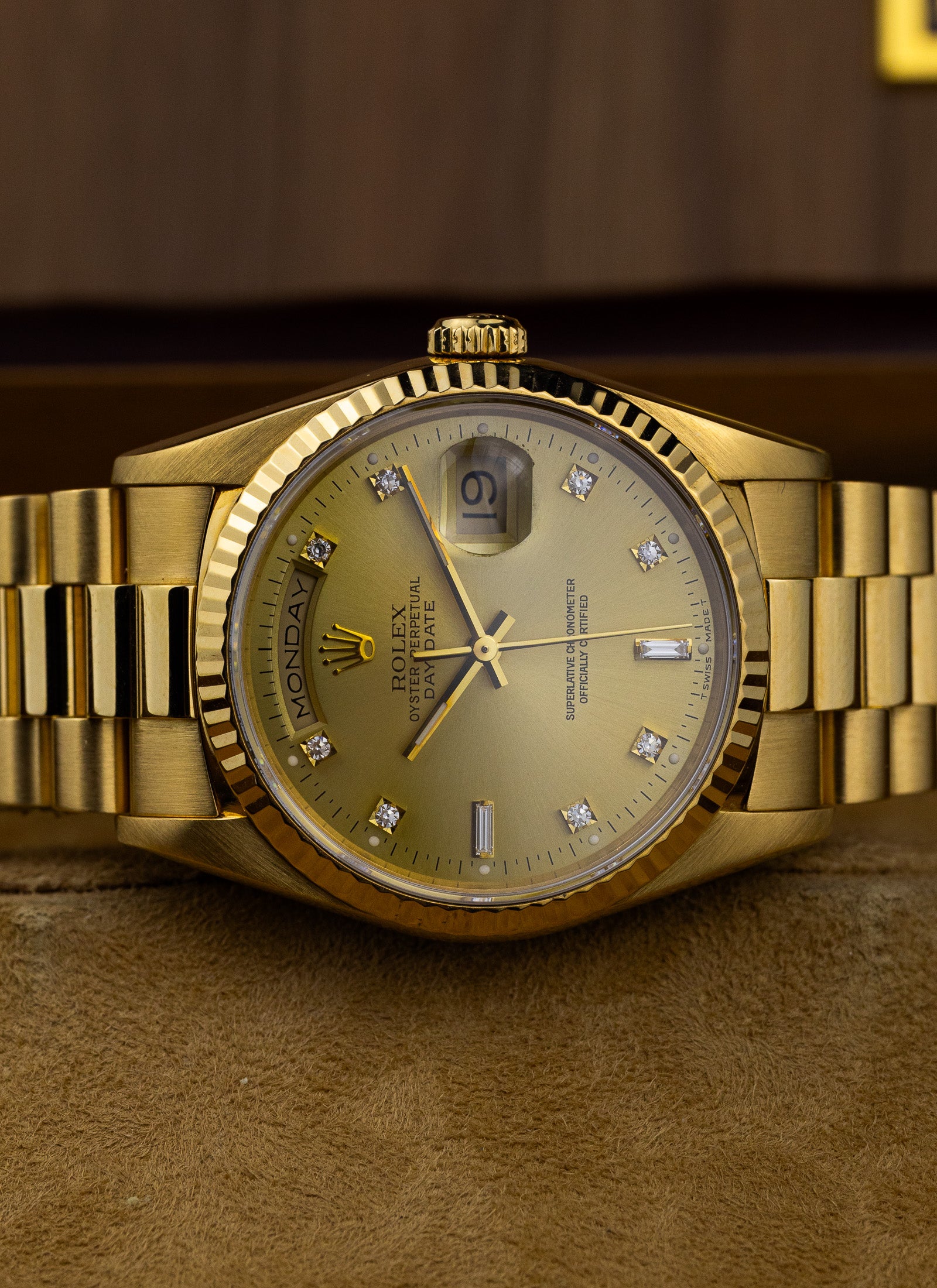 1994 Rolex Day-Date 18238 Factory Diamond Dial Full Set