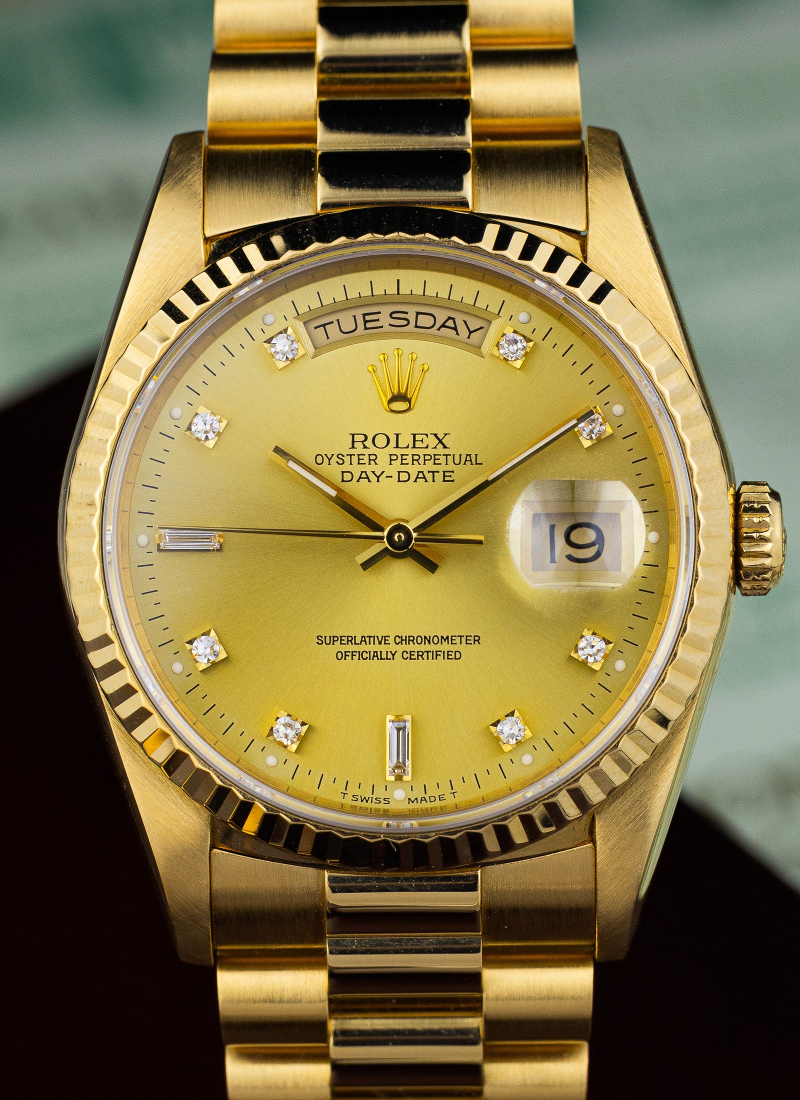 1994 Rolex Day-Date 18238 Factory Diamond Dial Full Set
