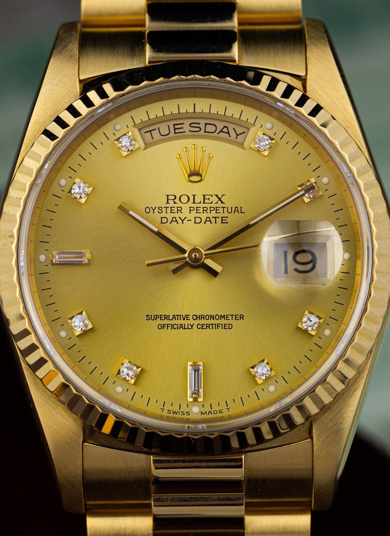 1994 Rolex Day-Date 18238 Factory Diamond Dial Full Set