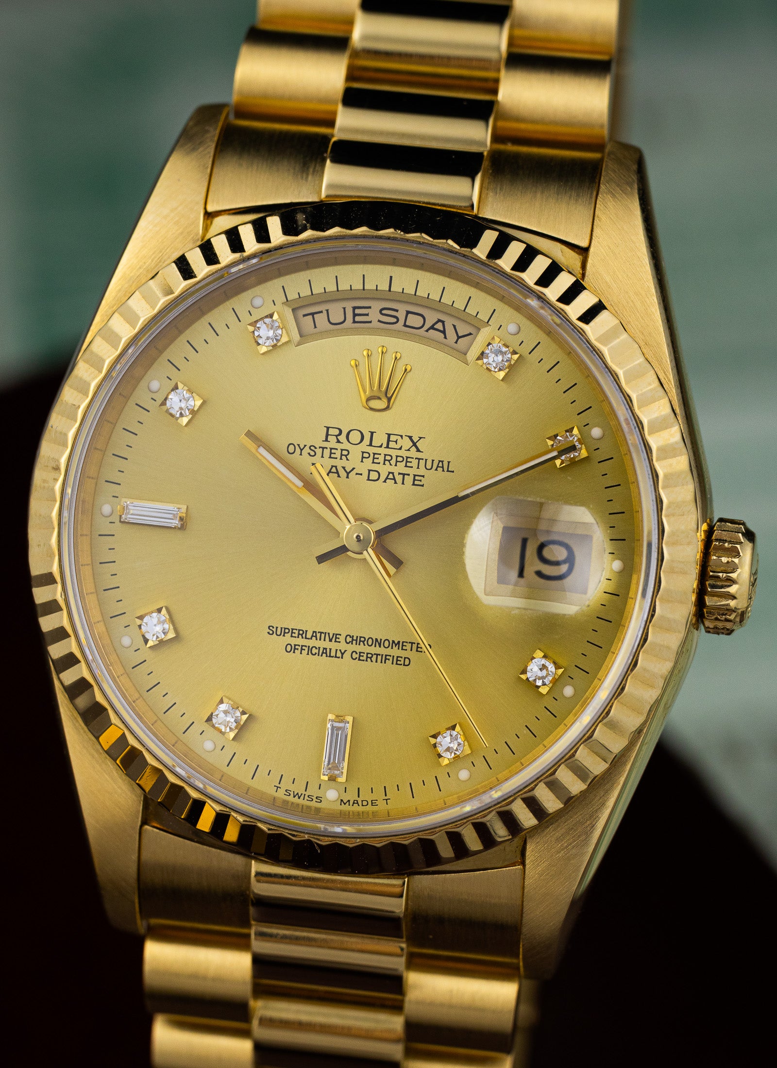 1994 Rolex Day-Date 18238 Factory Diamond Dial Full Set