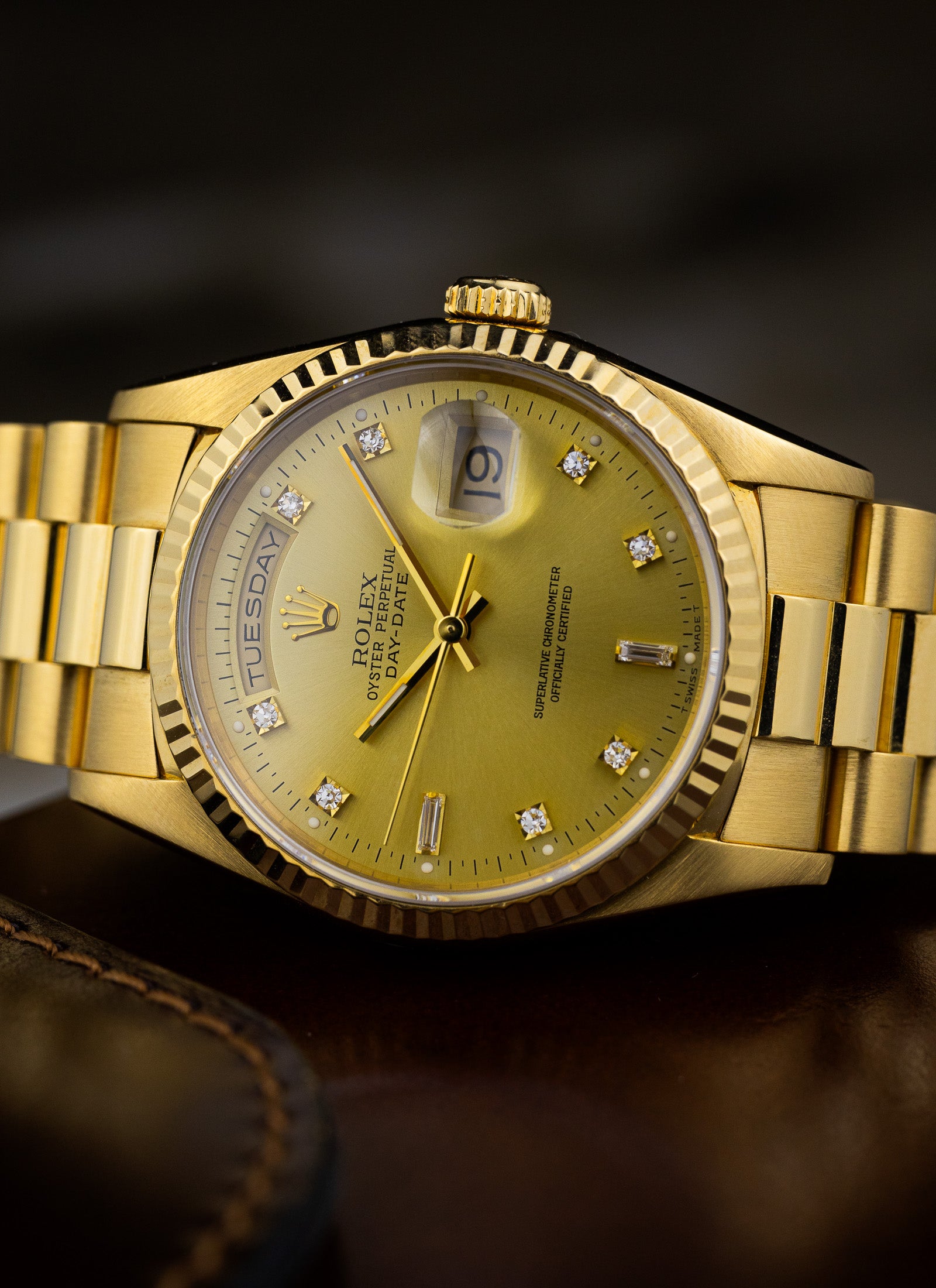 1994 Rolex Day-Date 18238 Factory Diamond Dial Full Set