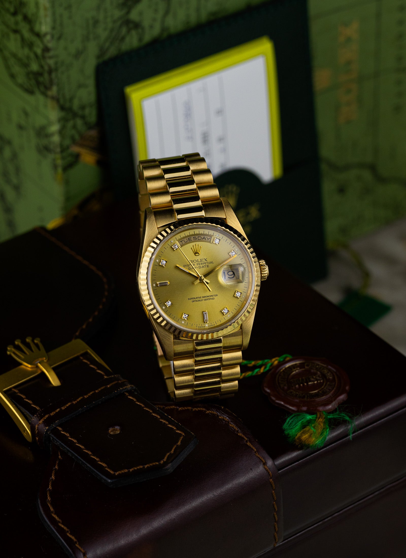 1994 Rolex Day-Date 18238 Factory Diamond Dial Full Set