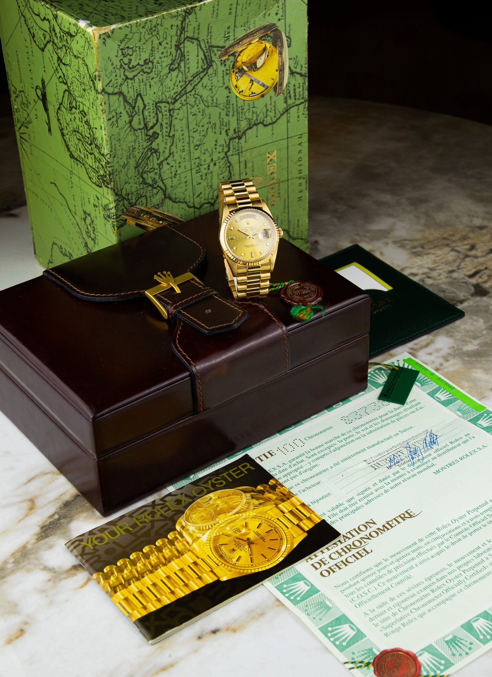 1994 Rolex Day-Date 18238 Factory Diamond Dial Full Set