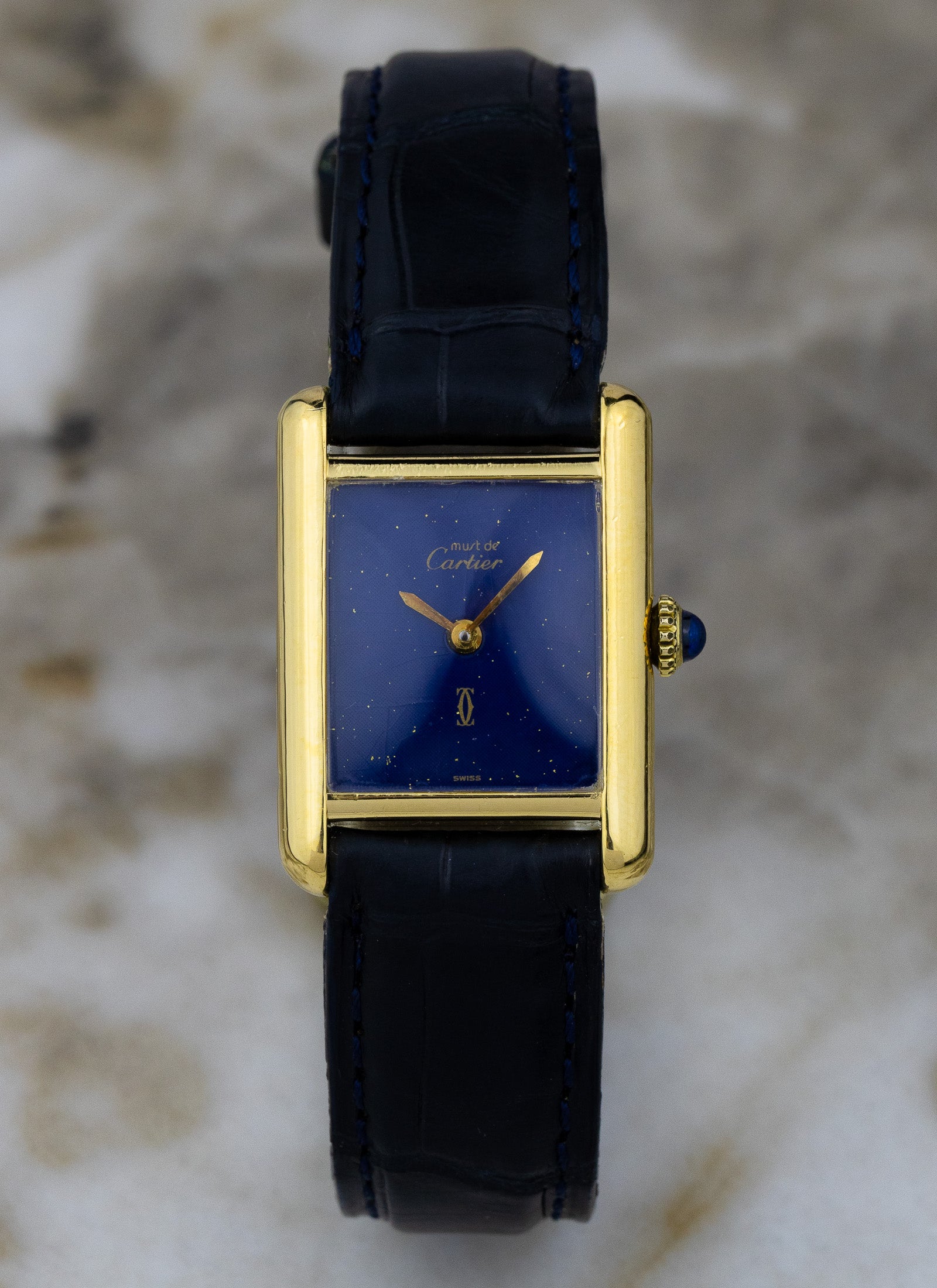 1970s Cartier Tank Lapis Lazuli Blue Dial