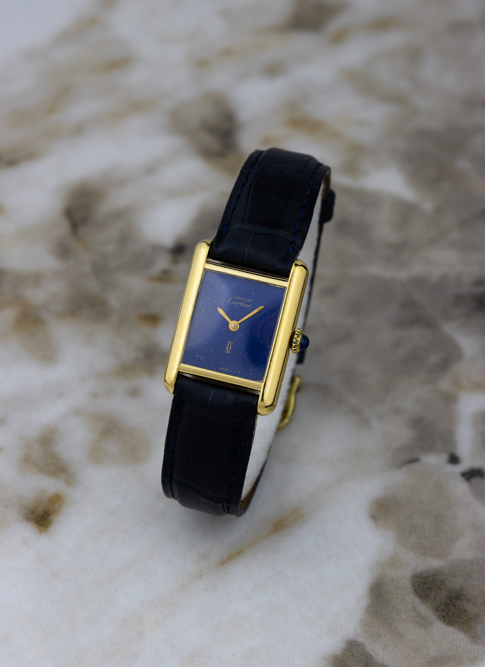 1970s Cartier Tank Lapis Lazuli Blue Dial