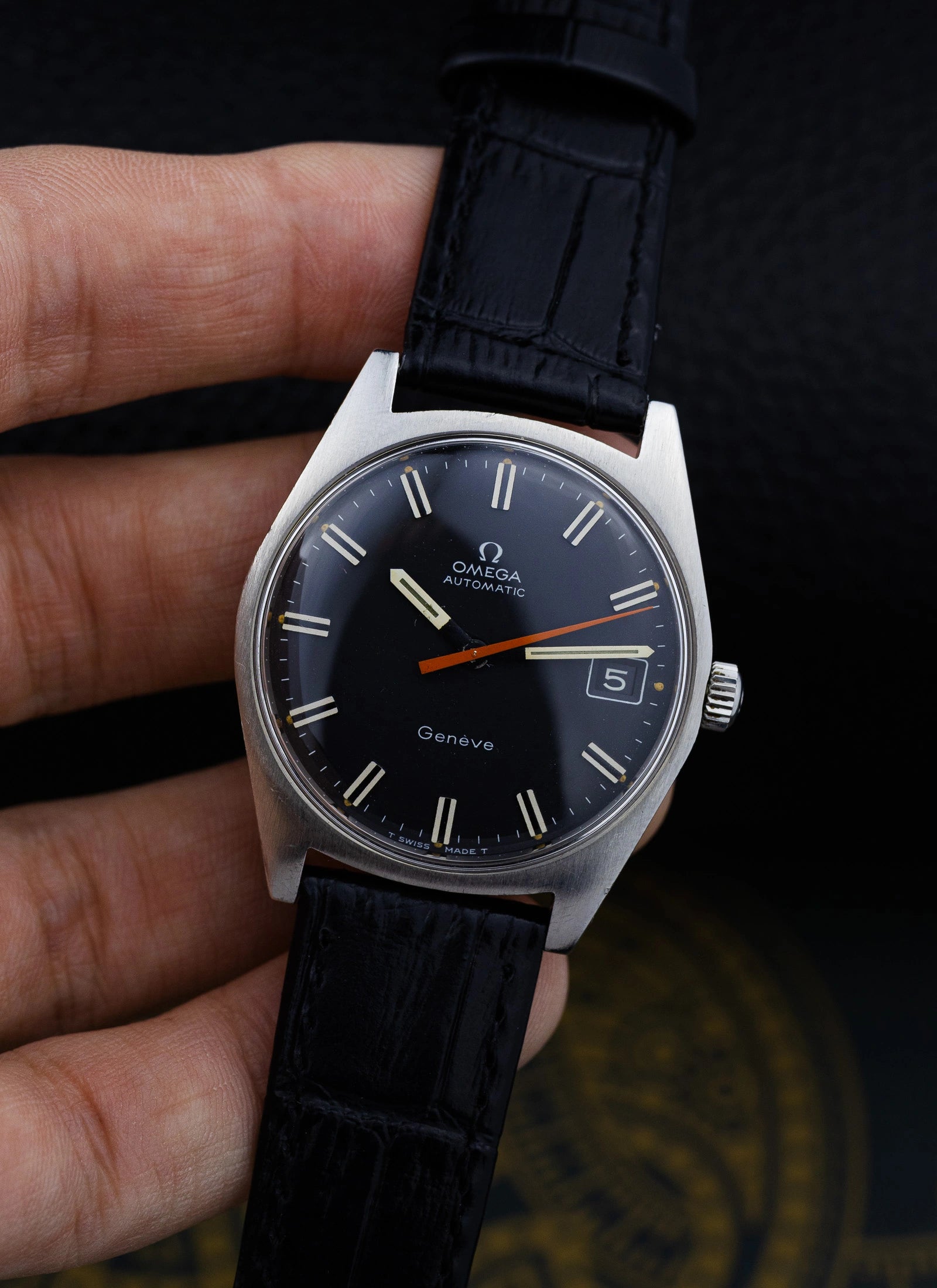 1968 Omega Geneve Black Dial 166.041 cal. 565 Serviced