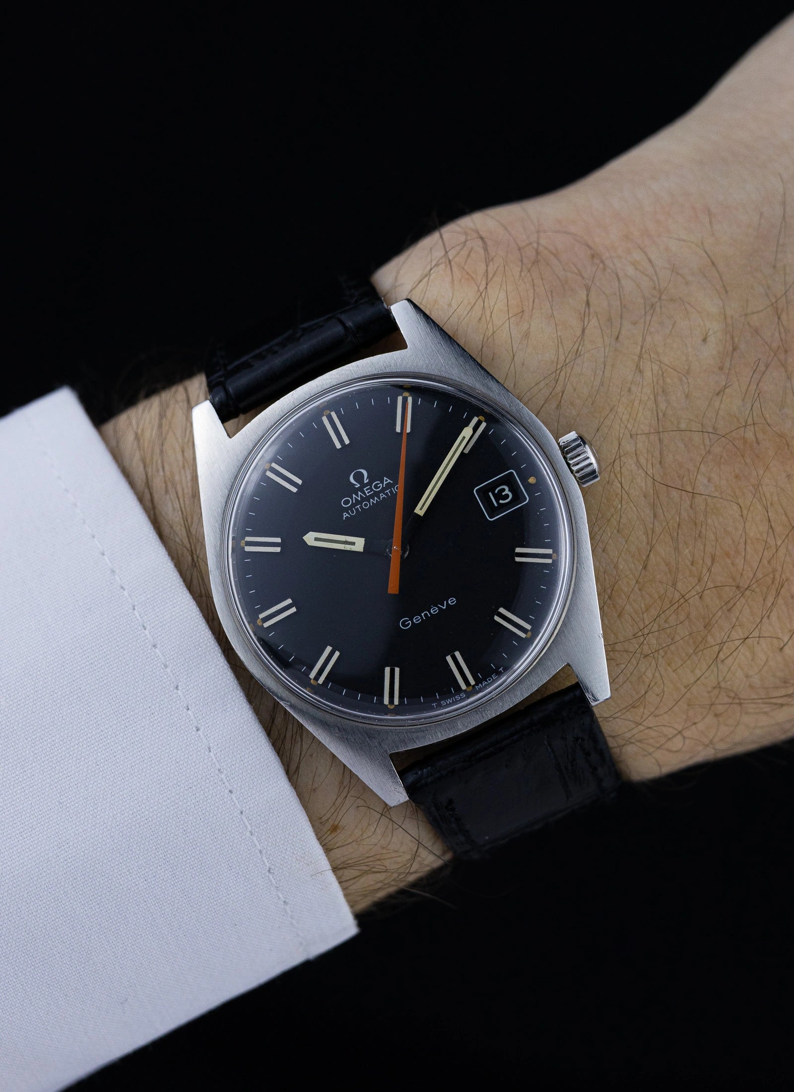 1968 Omega Geneve Black Dial 166.041 cal. 565 Serviced