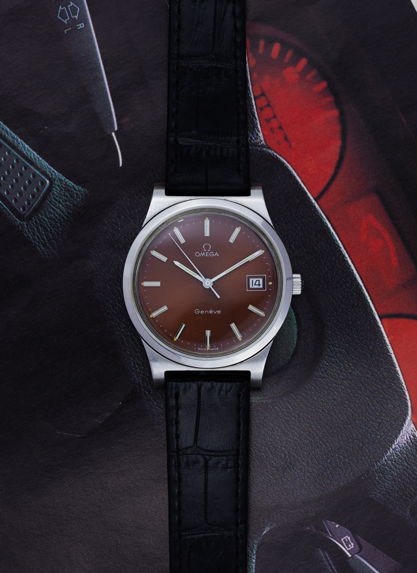 1972 Omega Geneve Burgundy Dial 136.0102 cal. 1030