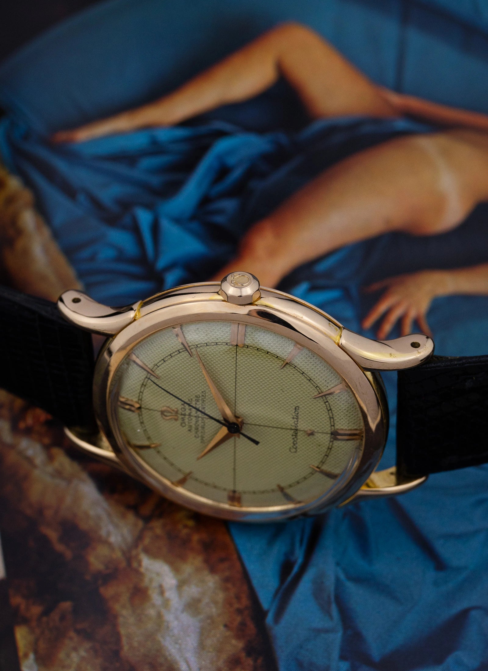 1951 18K Rose Gold Omega Constellation 2648 cal. 352 with Rare Honeycomb Crosshair Dial