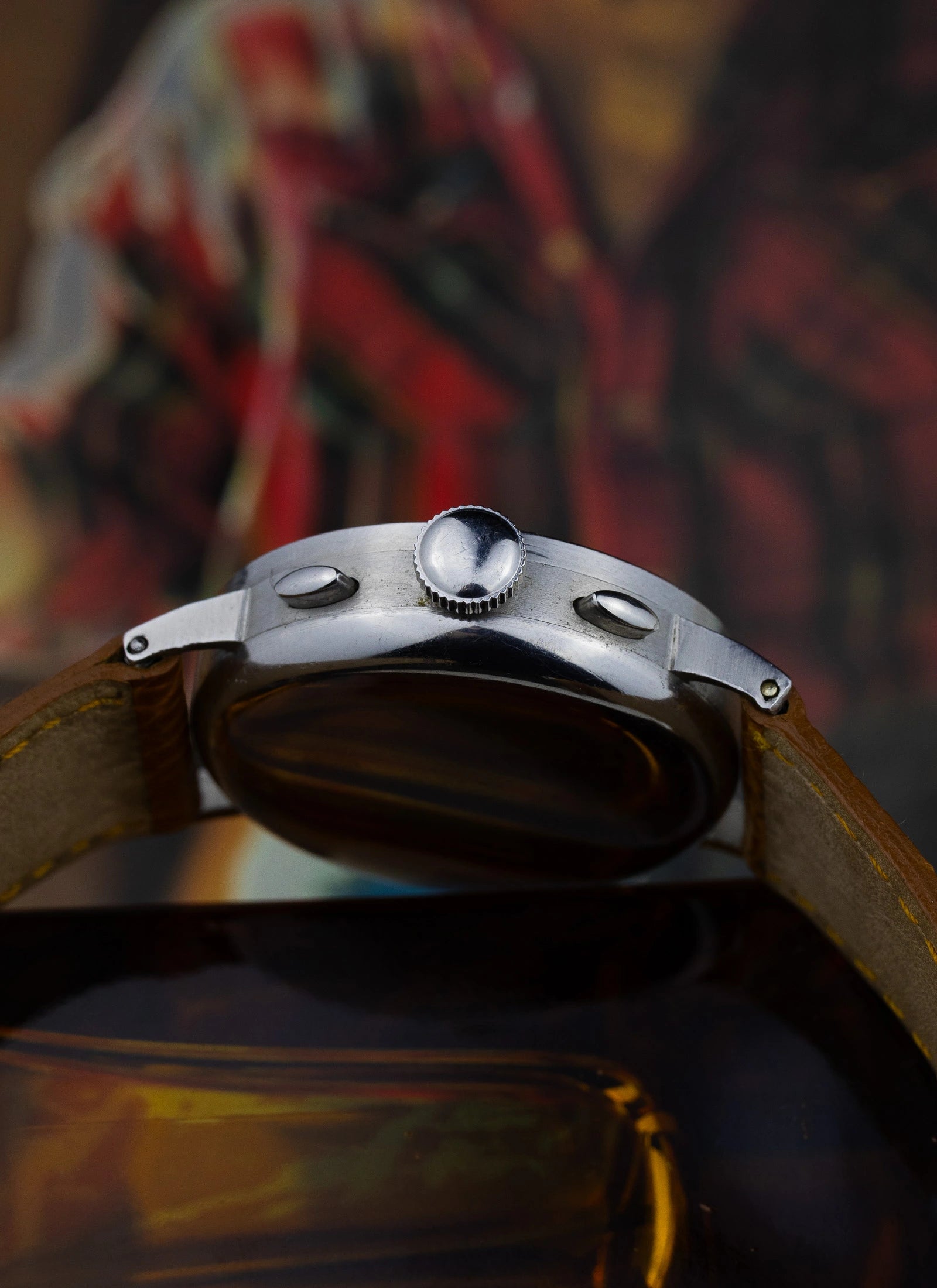 1942 Heuer 2402 Two Register Chronograph Tropical Dial Landeron 13