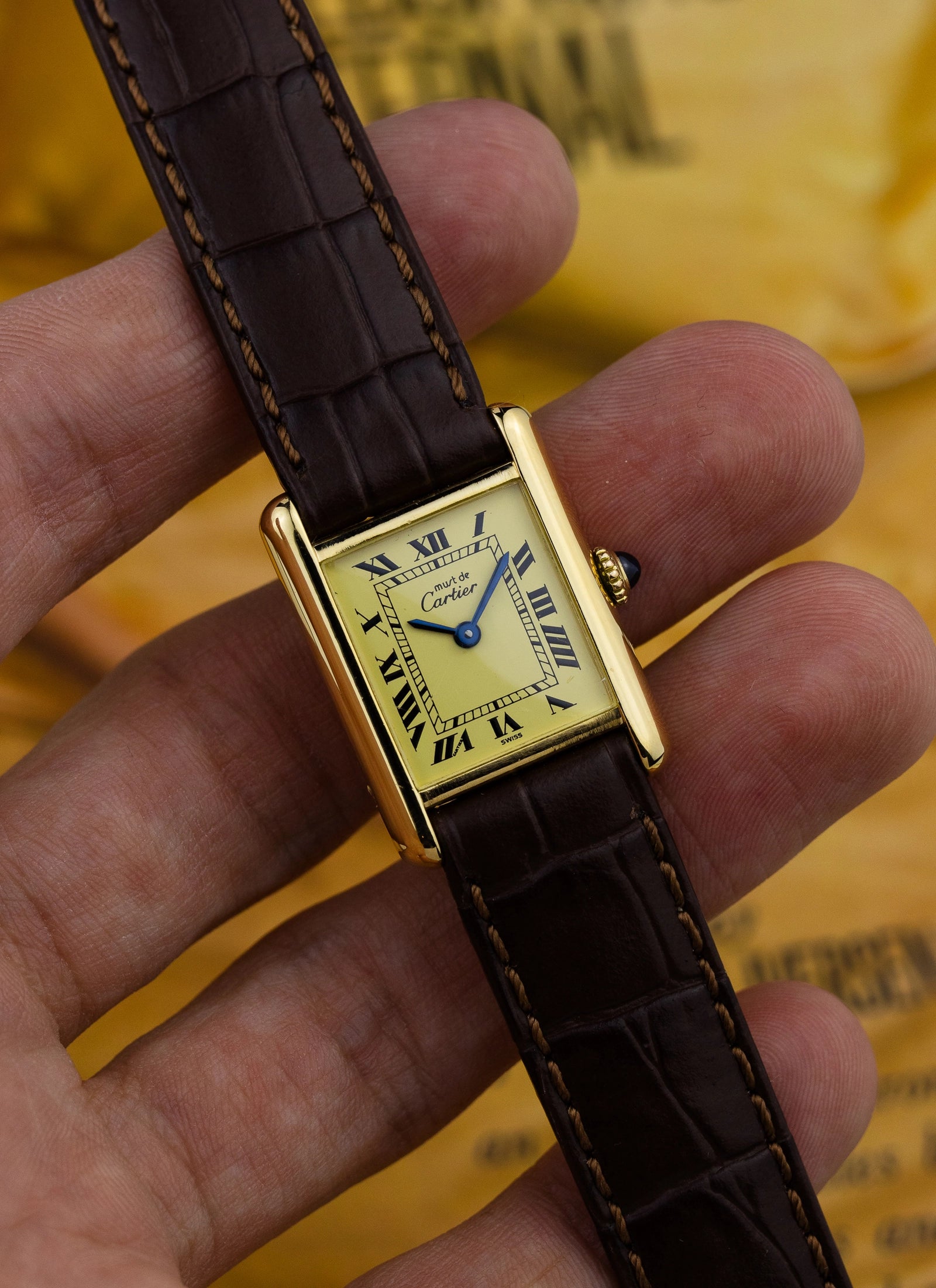 1980s Lady Cartier Must Tank Ivory Manual Winding