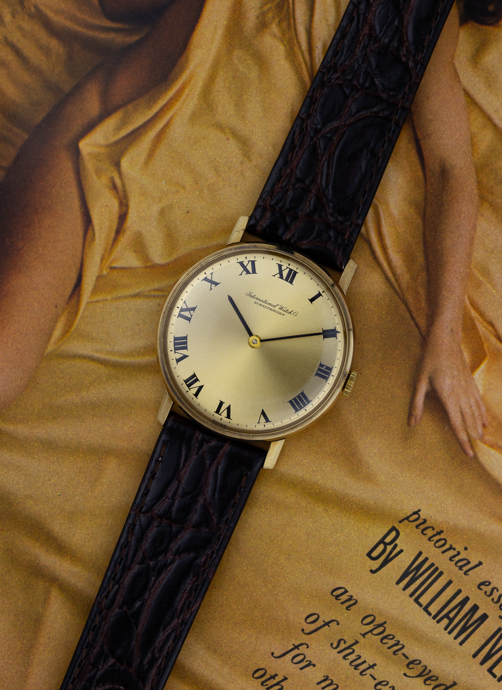 1960s 9K IWC Schaffhausen Roman Gold Dial cal. 423