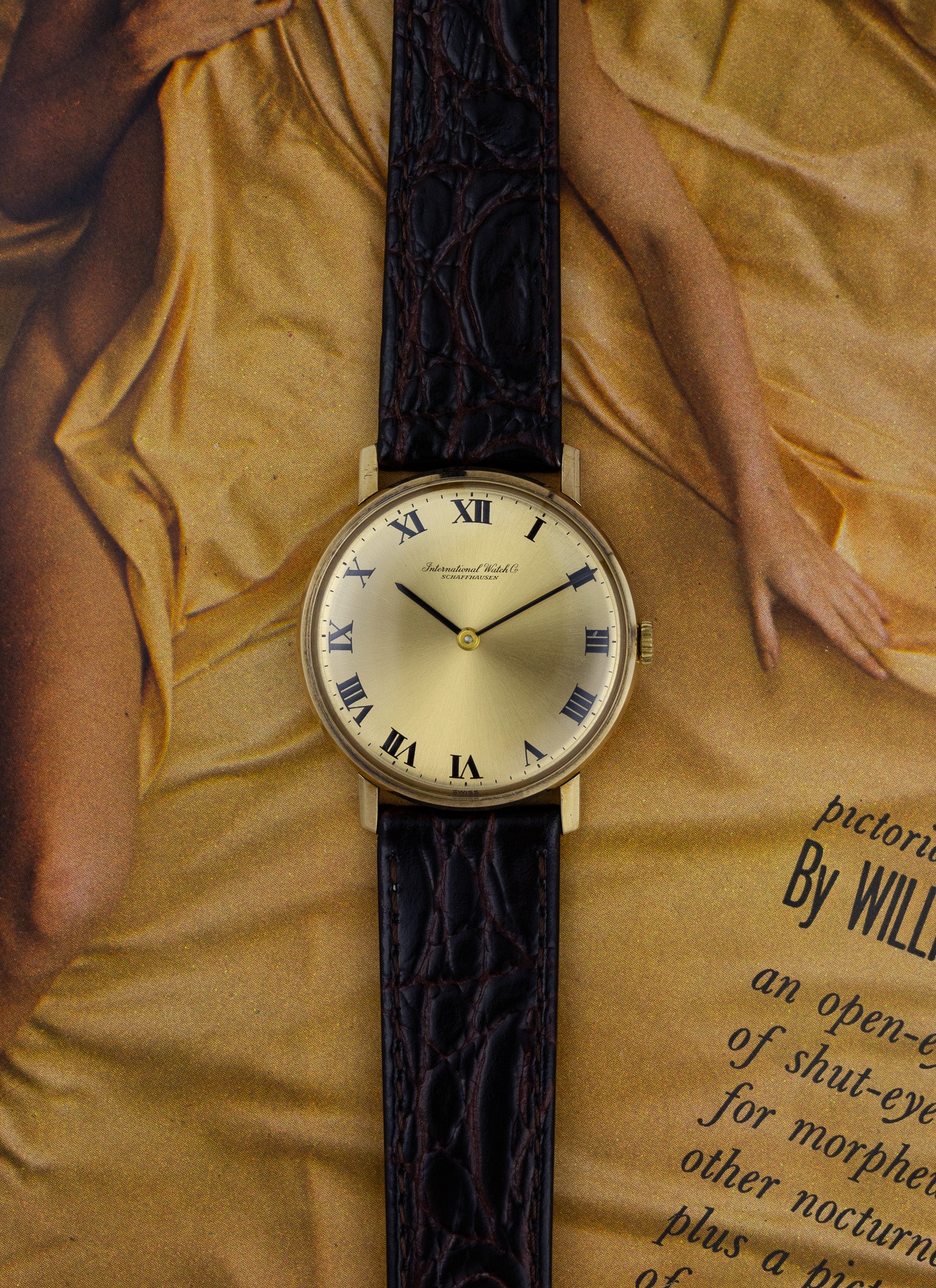 1960s 9K IWC Schaffhausen Roman Gold Dial cal. 423