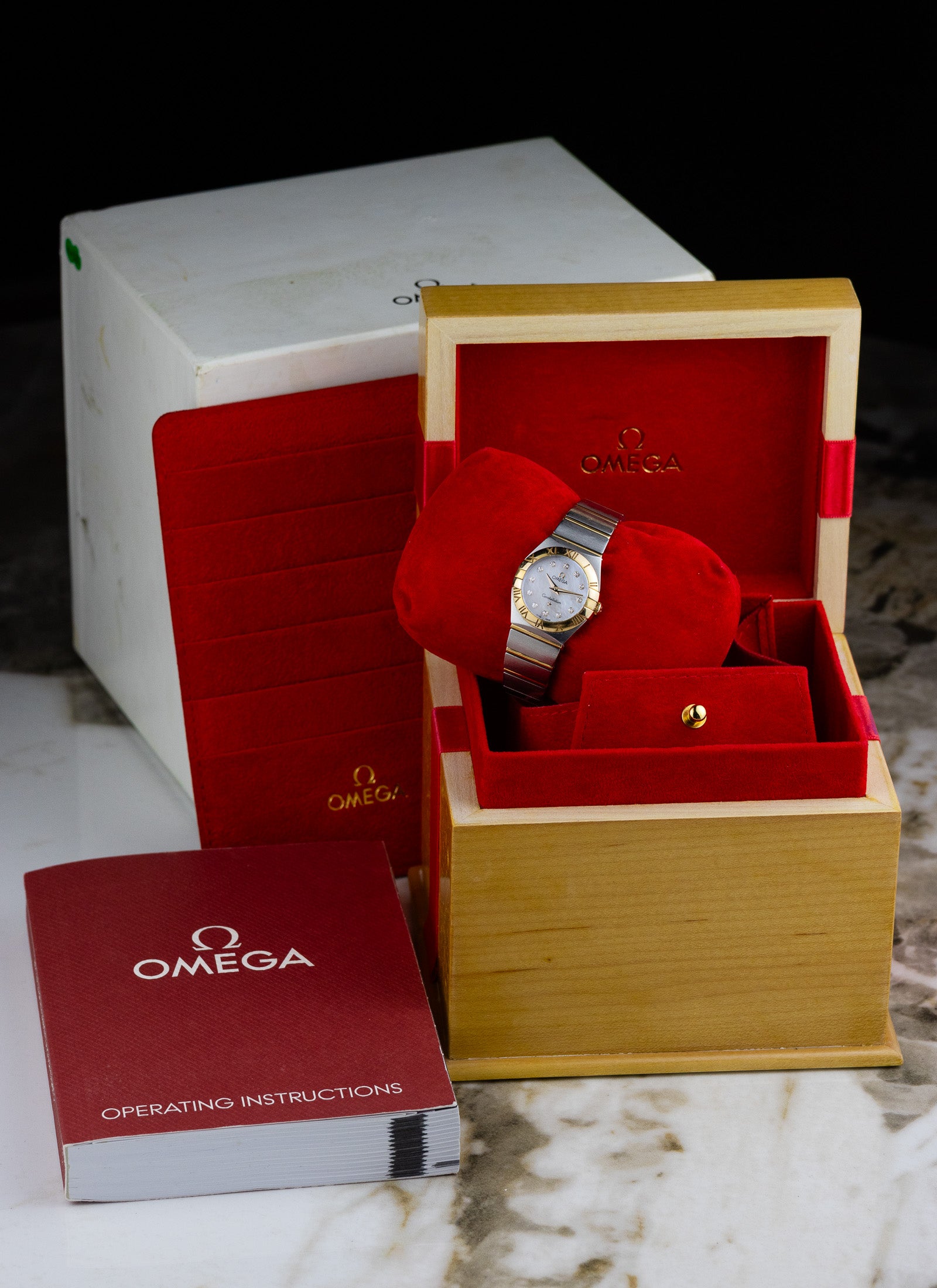 2010s Lady Omega Constellation Bicolor MOP Diamonds Dial 795.1001 cal. 1376 Box
