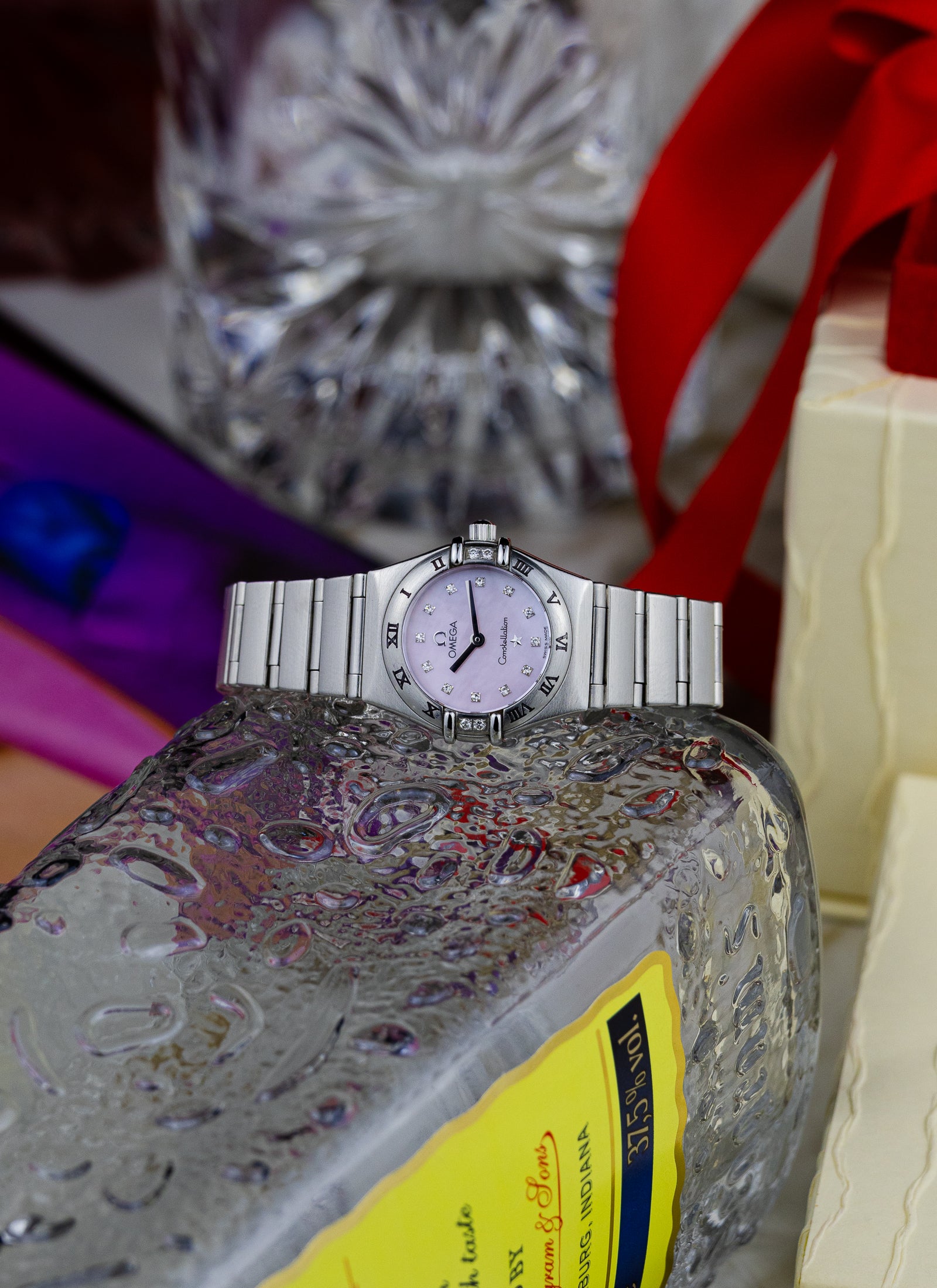 1998 Lady Omega Constellation Diamonds Pink MOP 1567.66.00 cal. 1456 Full Set