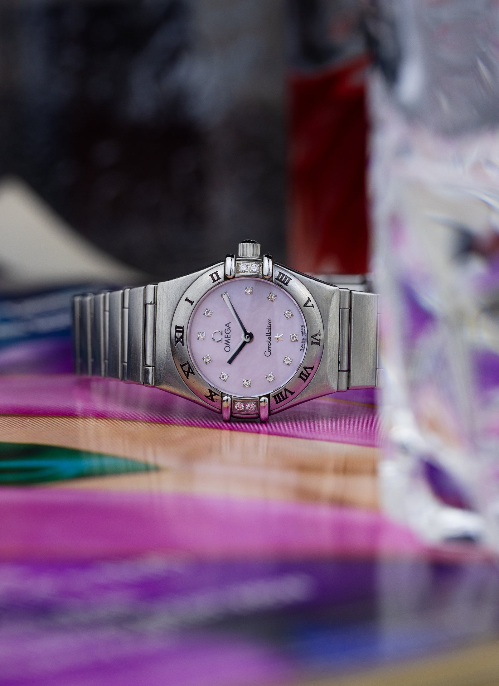 1998 Lady Omega Constellation Diamonds Pink MOP 1567.66.00 cal. 1456 Full Set