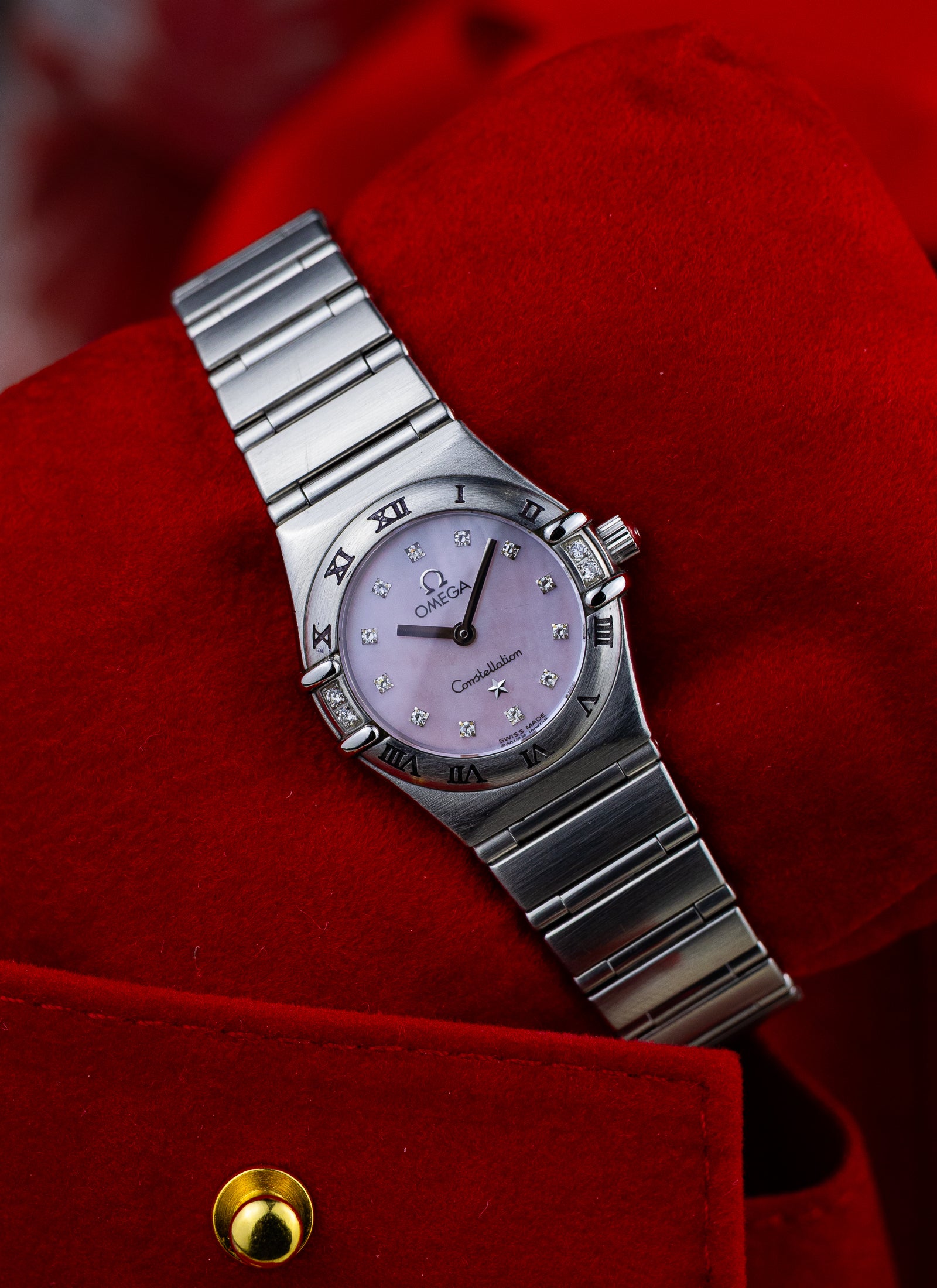 1998 Lady Omega Constellation Diamonds Pink MOP 1567.66.00 cal. 1456 Full Set