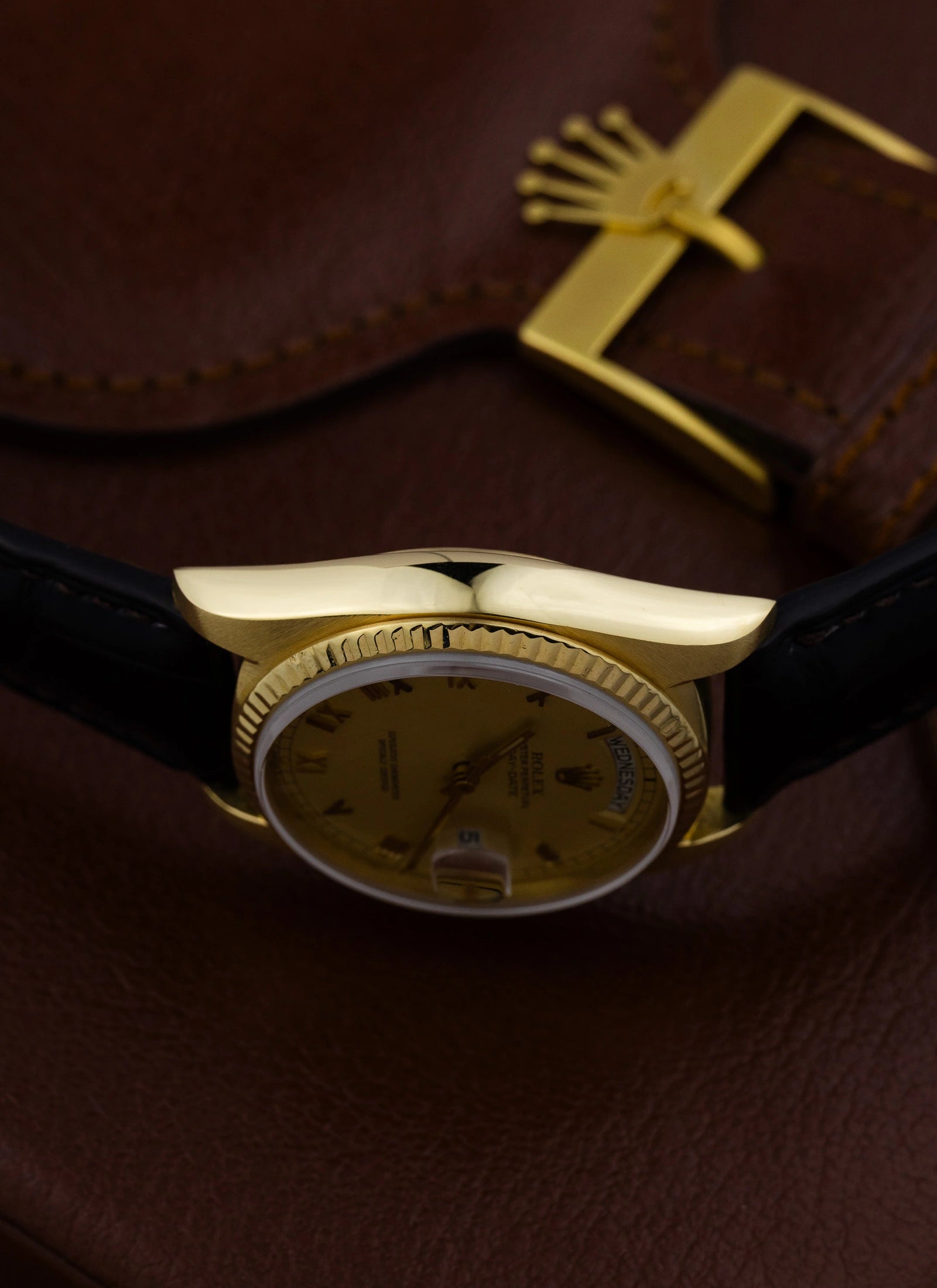 1983 18K Rolex Day-Date Lemoncello Roman Dial 18038 Box