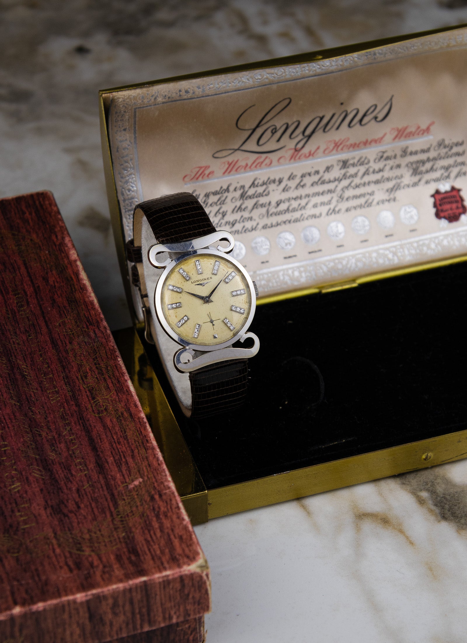 1953 14K Longines Diamond Dial Full Set 22L