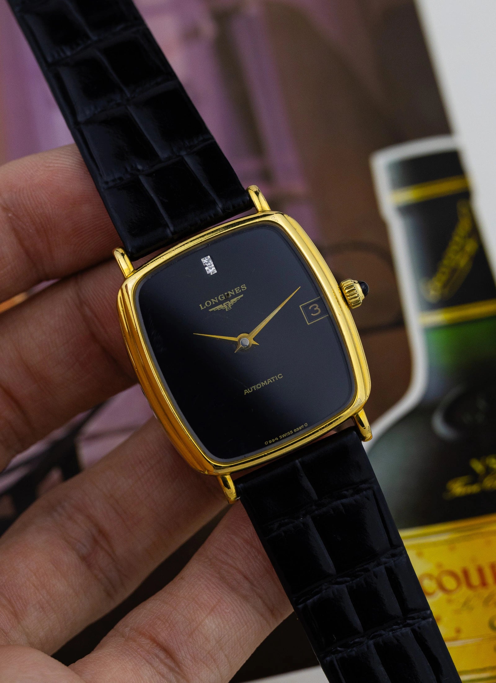 1970s Longines Black Dial & Diamonds 6397 6 cal. L994.1 Box