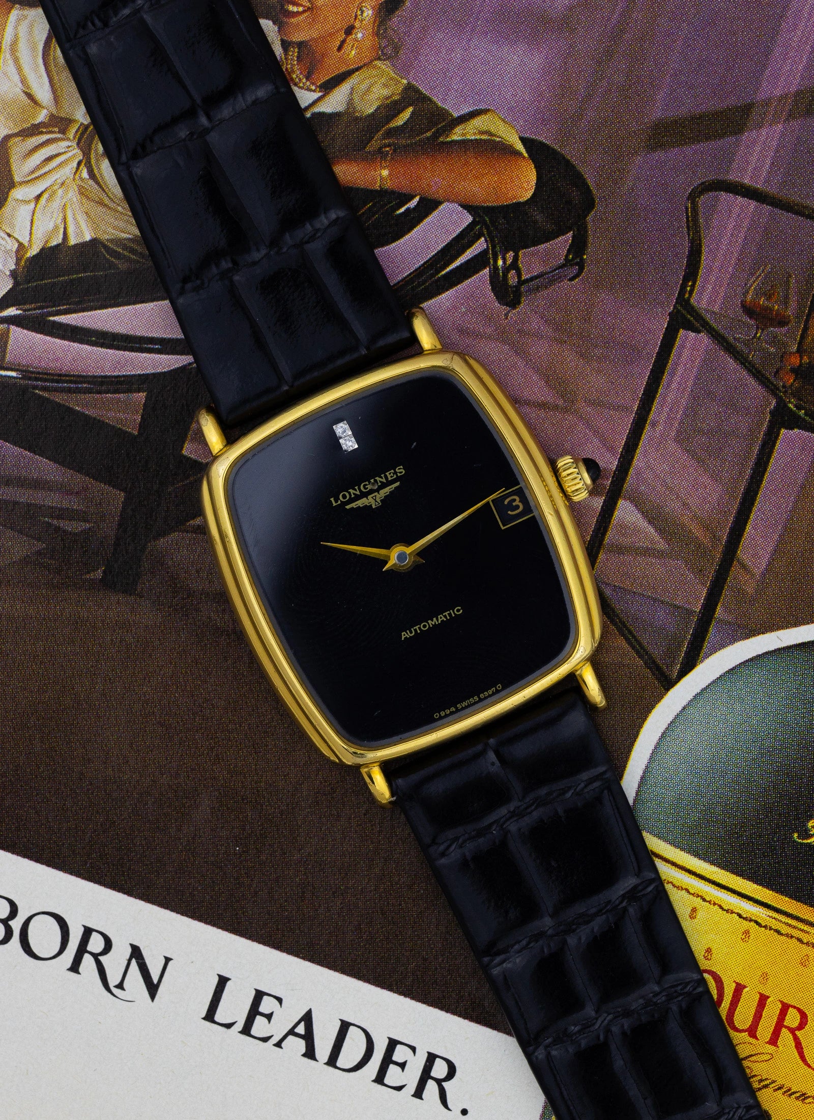 1970s Longines Black Dial & Diamonds 6397 6 cal. L994.1 Box