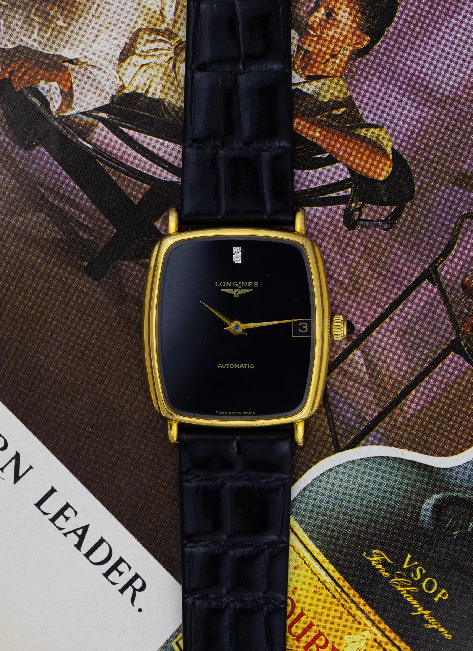 1970s Longines Black Dial & Diamonds 6397 6 cal. L994.1 Box