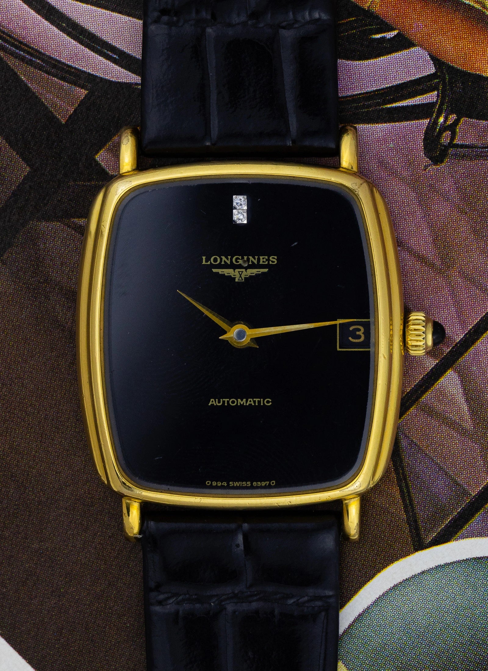 1970s Longines Black Dial & Diamonds 6397 6 cal. L994.1 Box