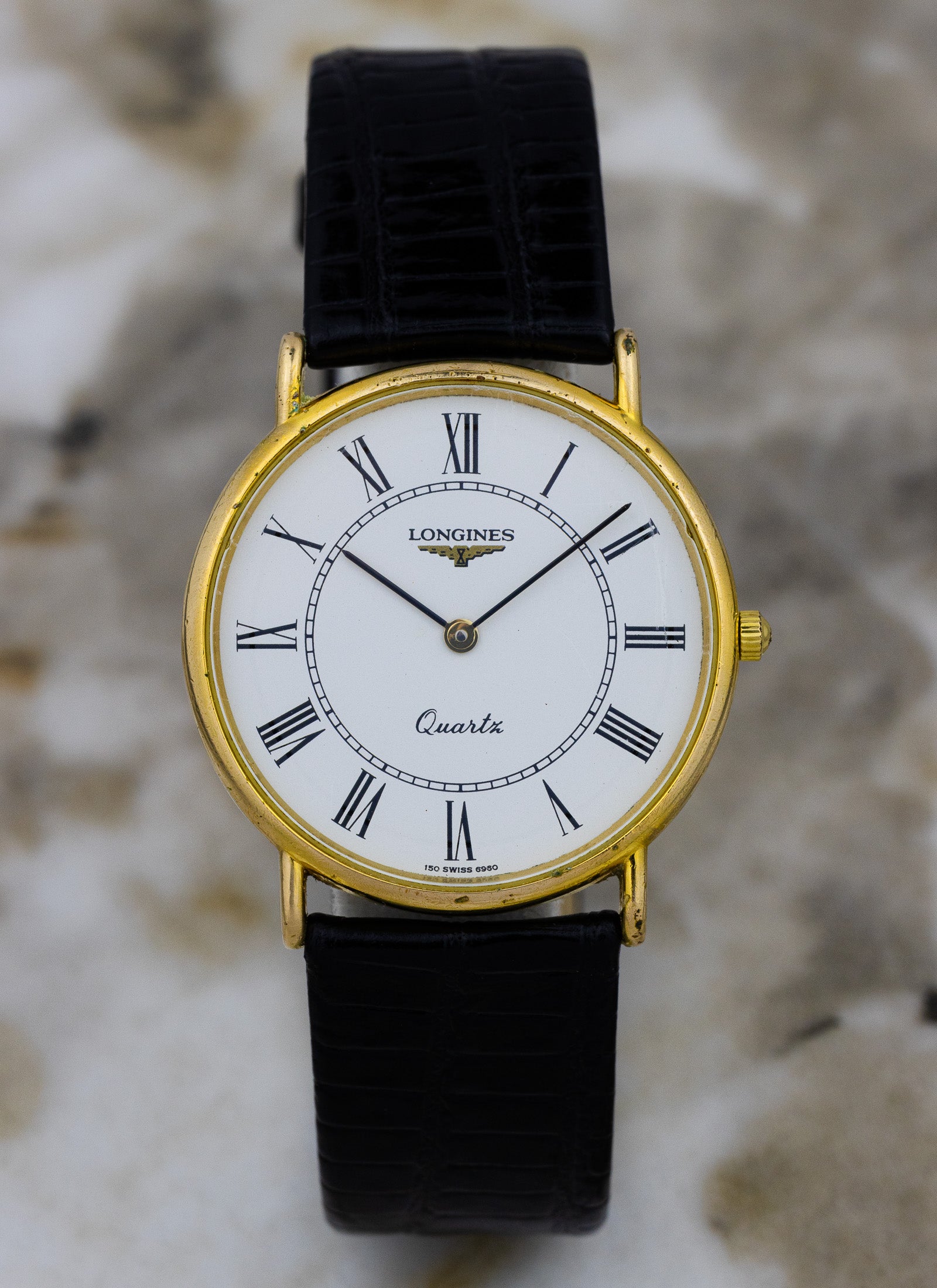 1980s Longines Quartz White Roman Dial 150 7117