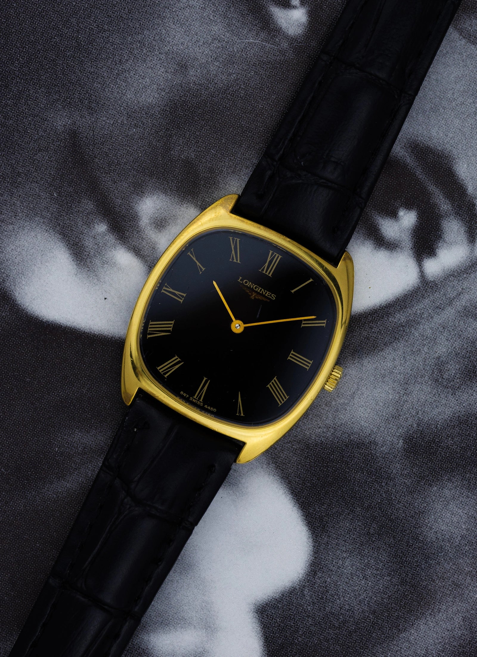 1970s Longines Square Black Roman Dial 4450 cal. L847.4 Serviced Box