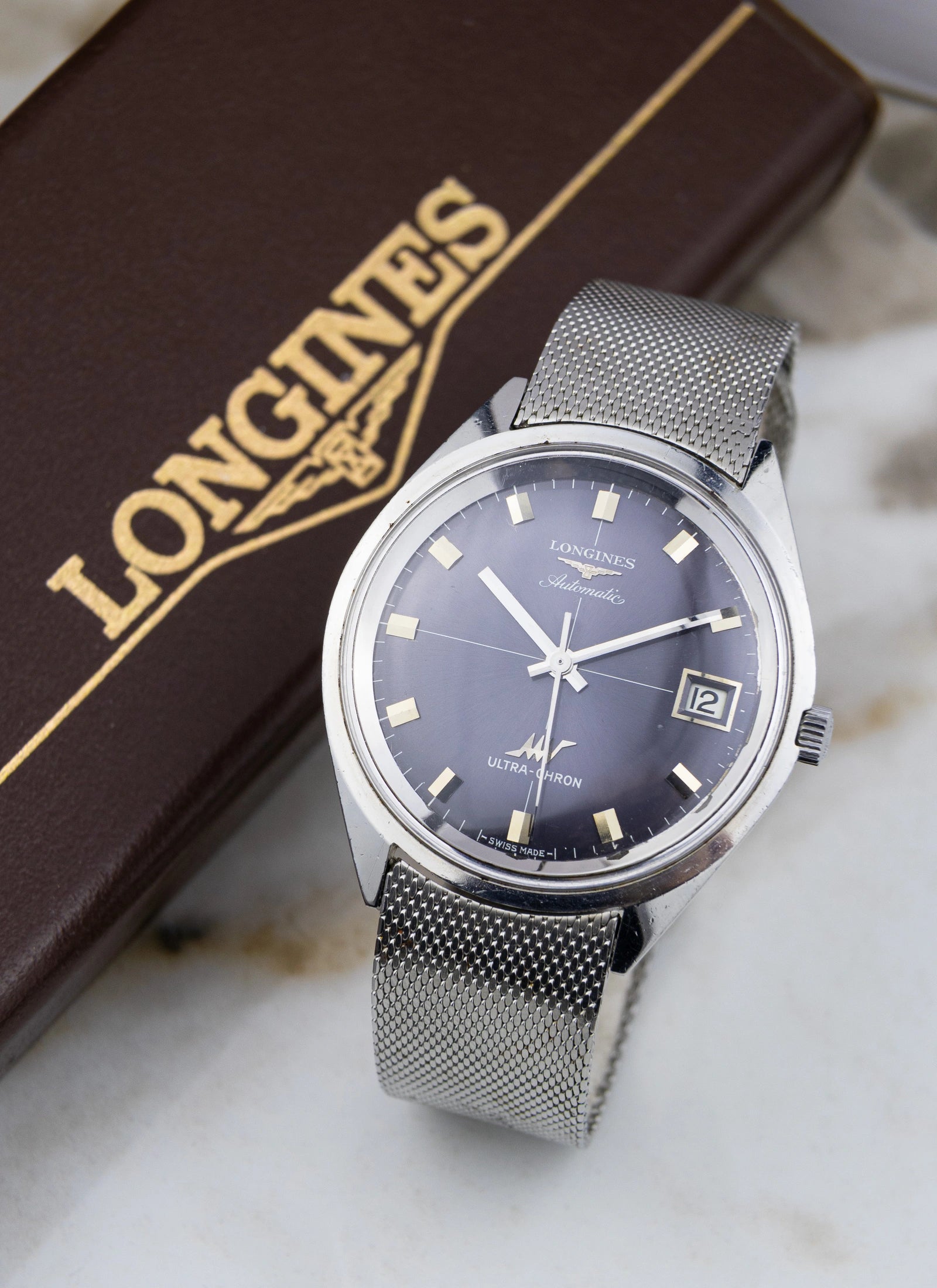 1970s Longines Ultra Chron 8301 Grey Crosshair Dial