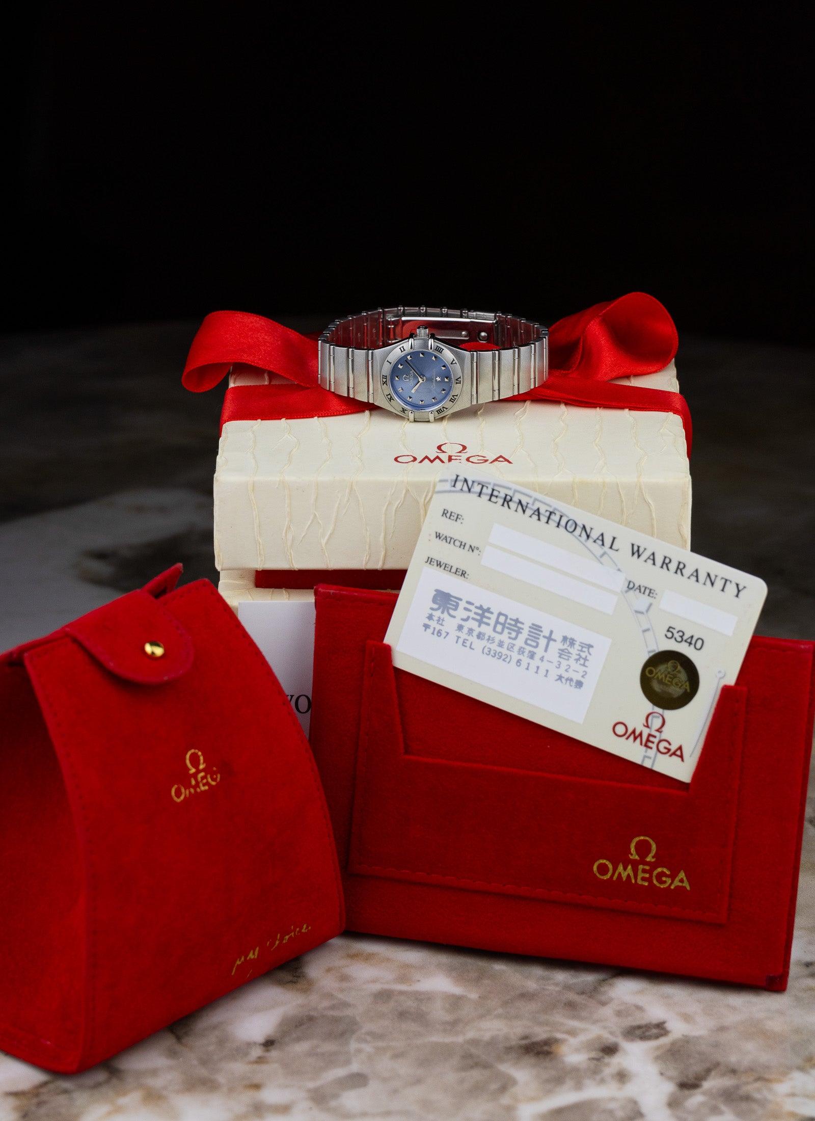 1998 Lady Omega Constellation Blue Dial 795.1203 cal. 1456 Full Set