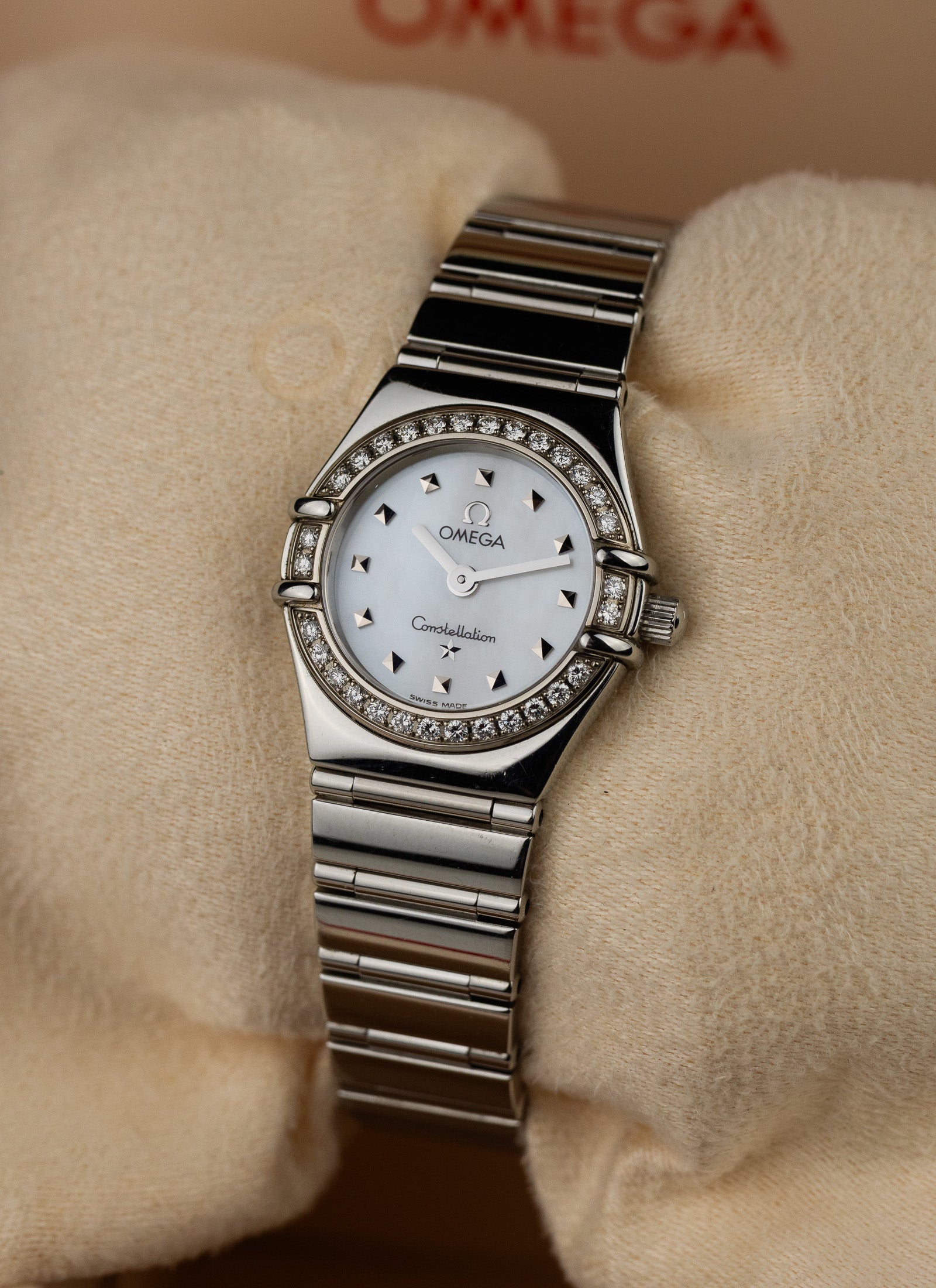1998 Lady Omega Constellation My Choice Diamonds Bezel 1465.71.0 Box