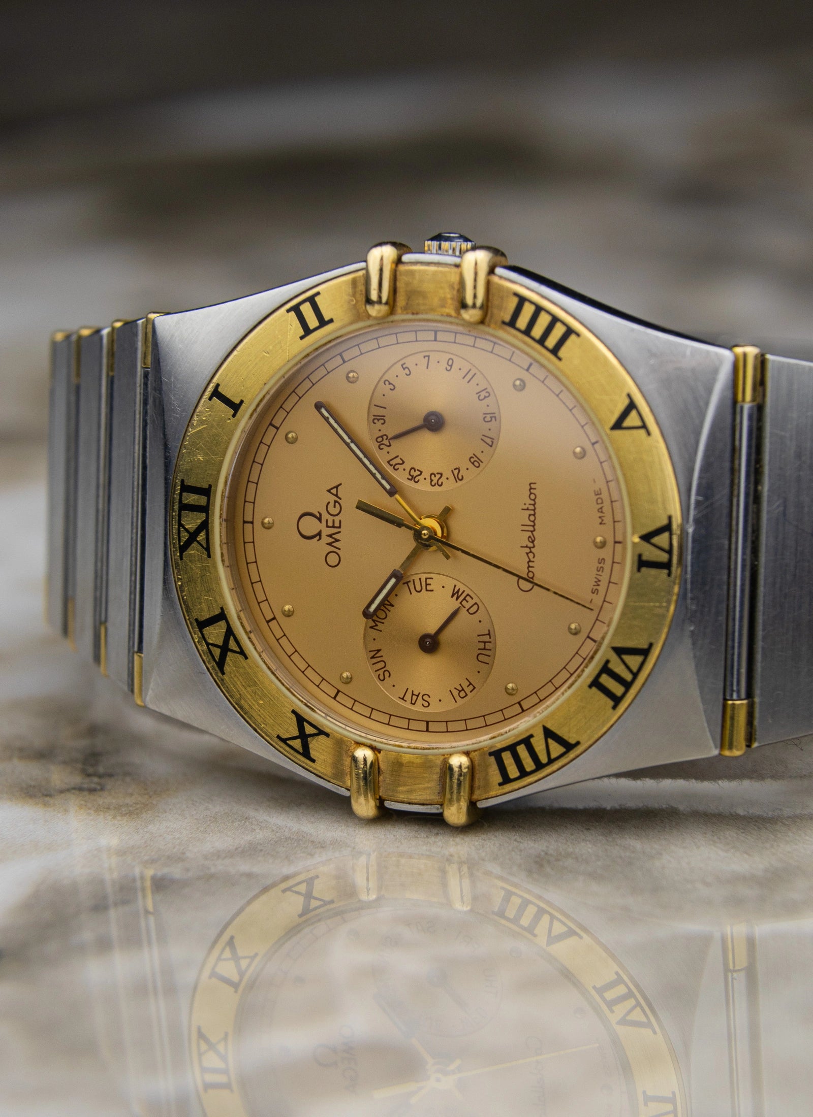 1991 Omega Constellation Manhattan Day-Date 398.0869 cal.