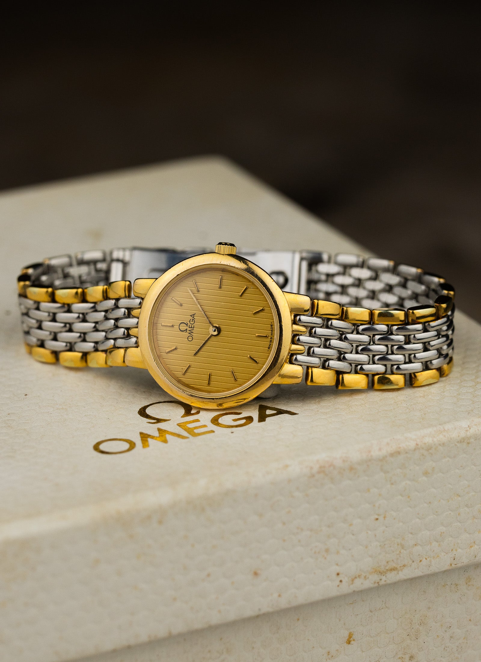 1980s Lady Omega De Ville Bicolor Bracelet 795.0897.2 Box