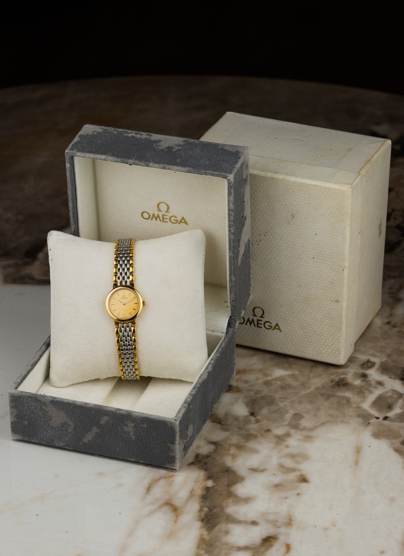 1980s Lady Omega De Ville Bicolor Bracelet 795.0897.2 Box