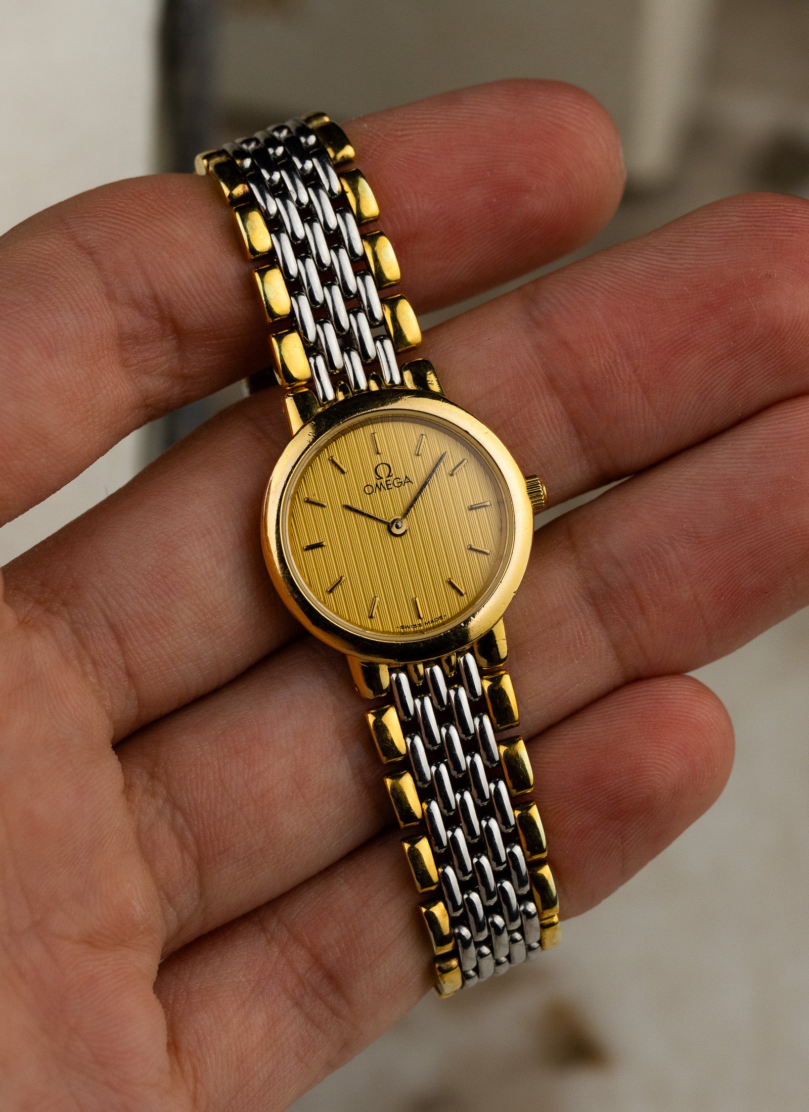 1980s Lady Omega De Ville Bicolor Bracelet 795.0897.2 Box