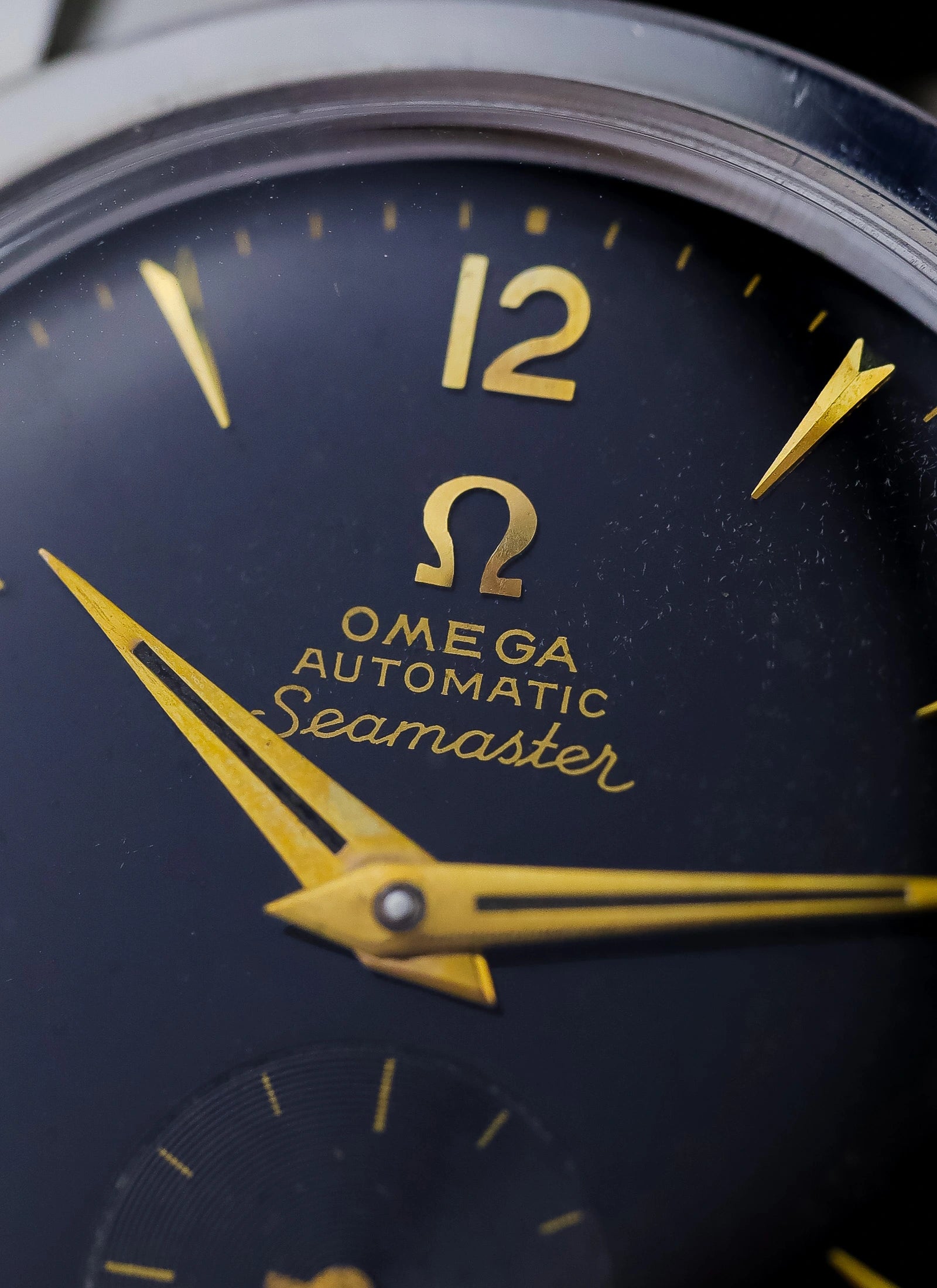 1955 Omega Seamaster Fat Lugs Black Gilt Dial 2848 cal. 491