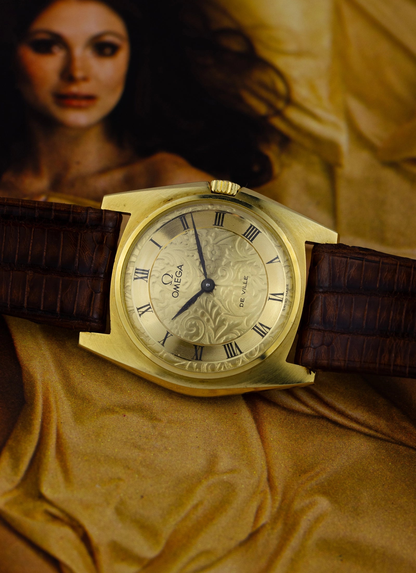 1969 18K Omega De Ville Gold Floral Dial 111.096 cal. 620 Box