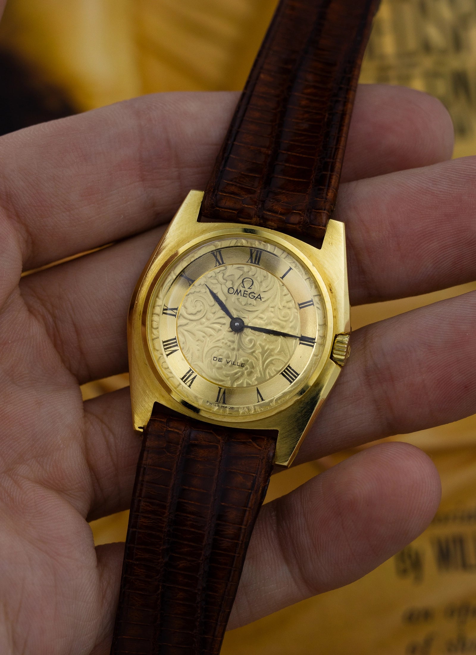 1969 18K Omega De Ville Gold Floral Dial 111.096 cal. 620 Box