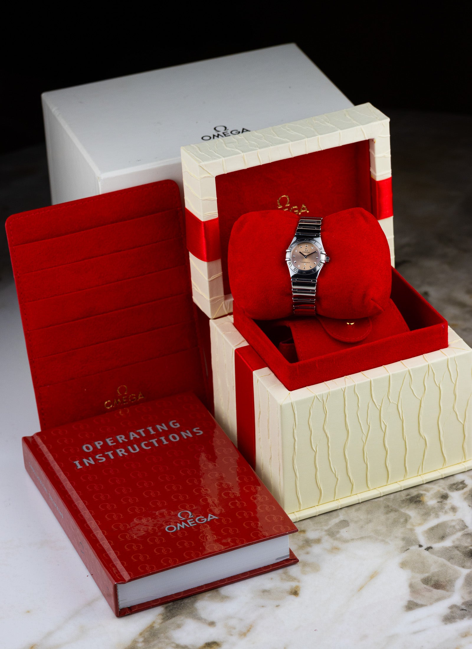 1998 Lady Omega Constellation My Choice Pink Dial 1561.61 Box