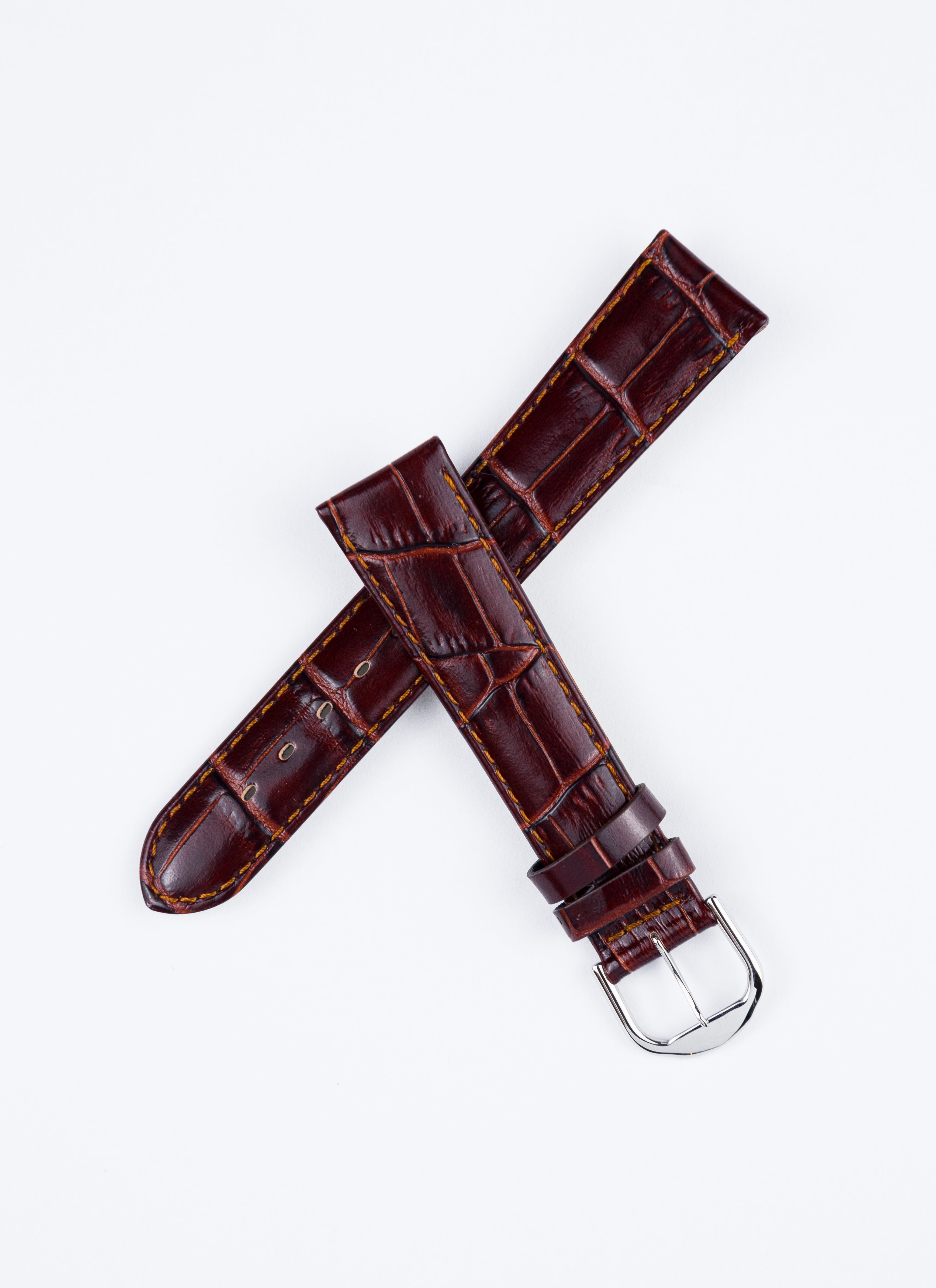 Pasek Skórzany Atlantic 19mm Brązowy Połysk Krokodyl (PA003)