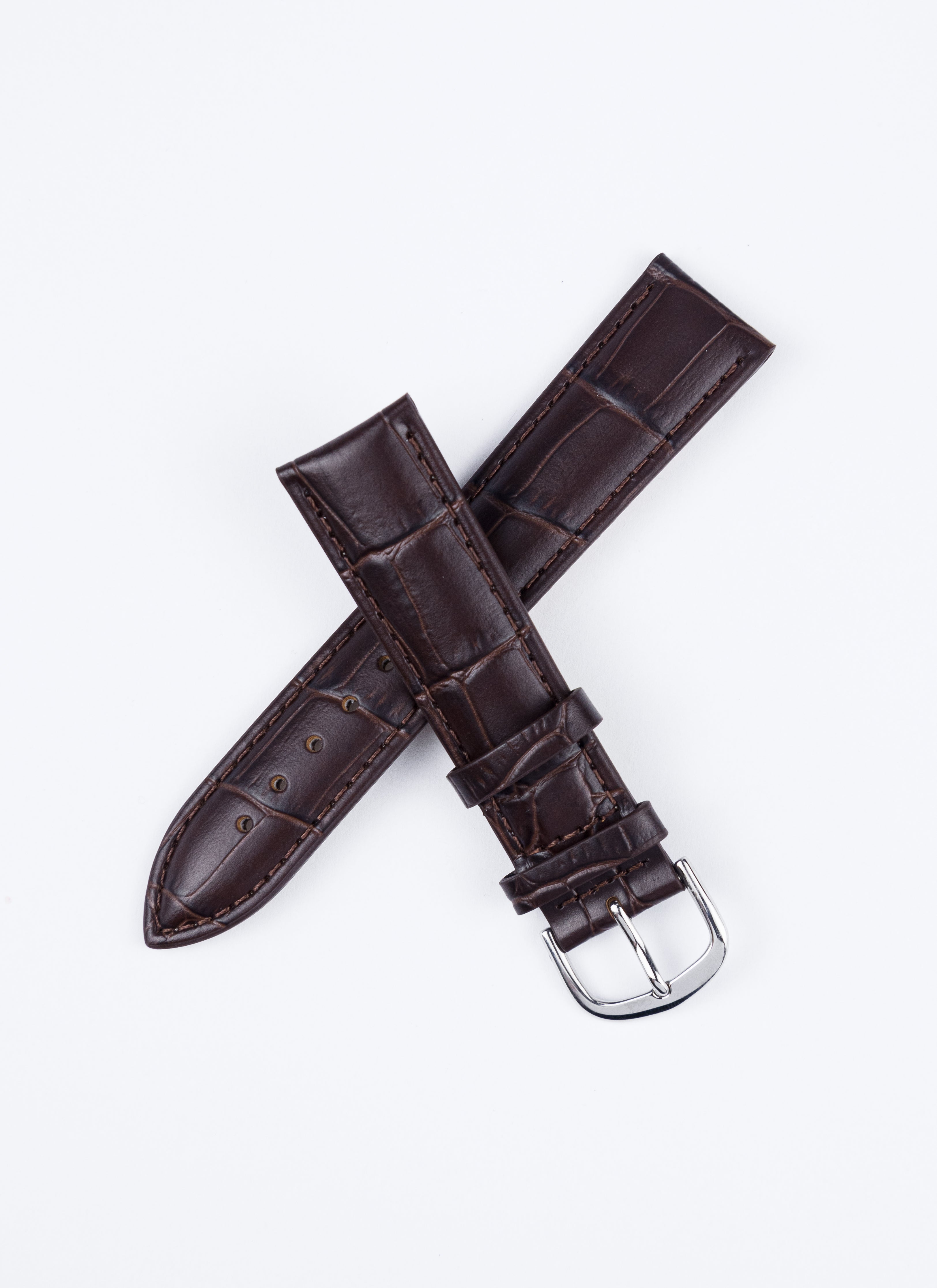 Pasek brązowy wypukły krokodyl połysk (P052)