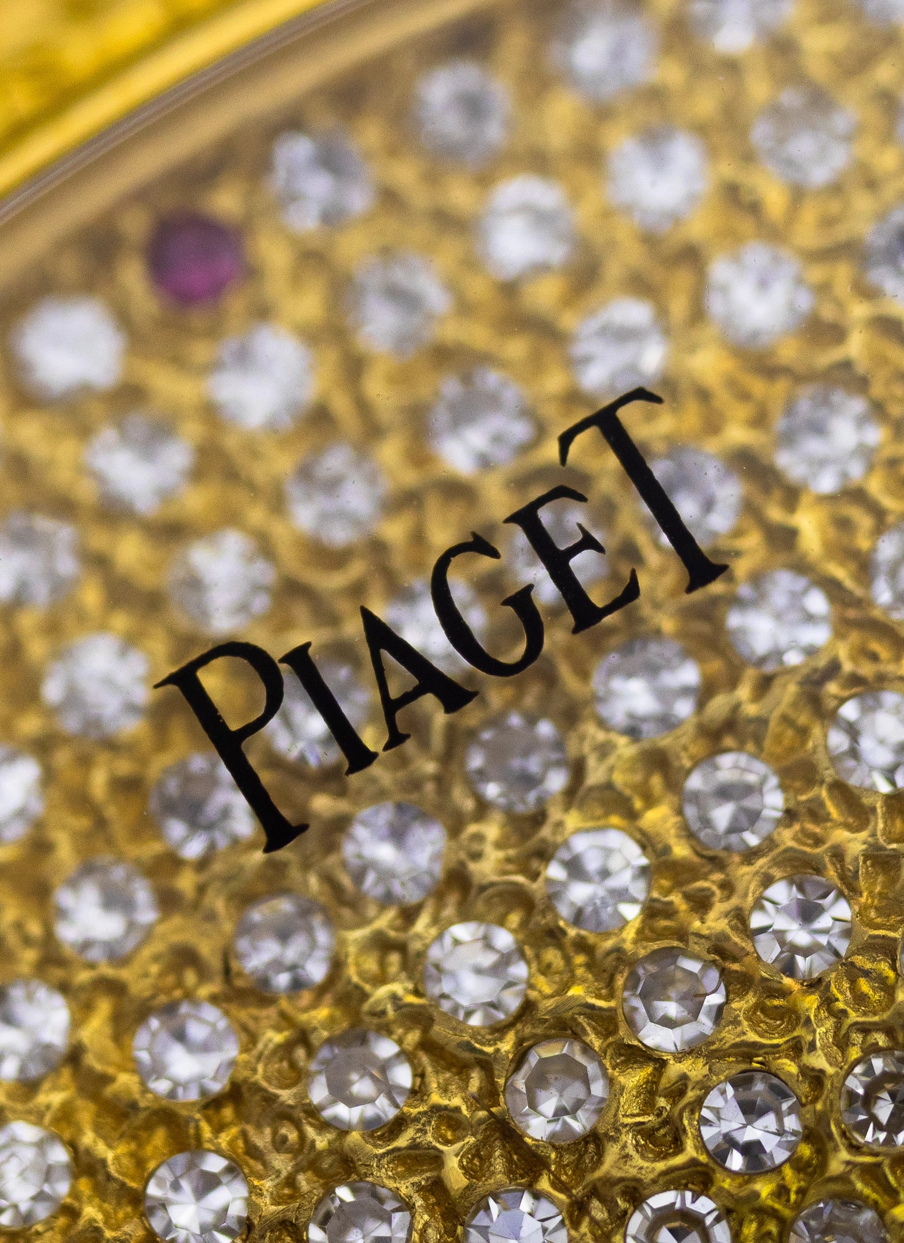 1980s 18K Piaget Ellipse Pave with Ruby Quarters 94438 cal. 9P