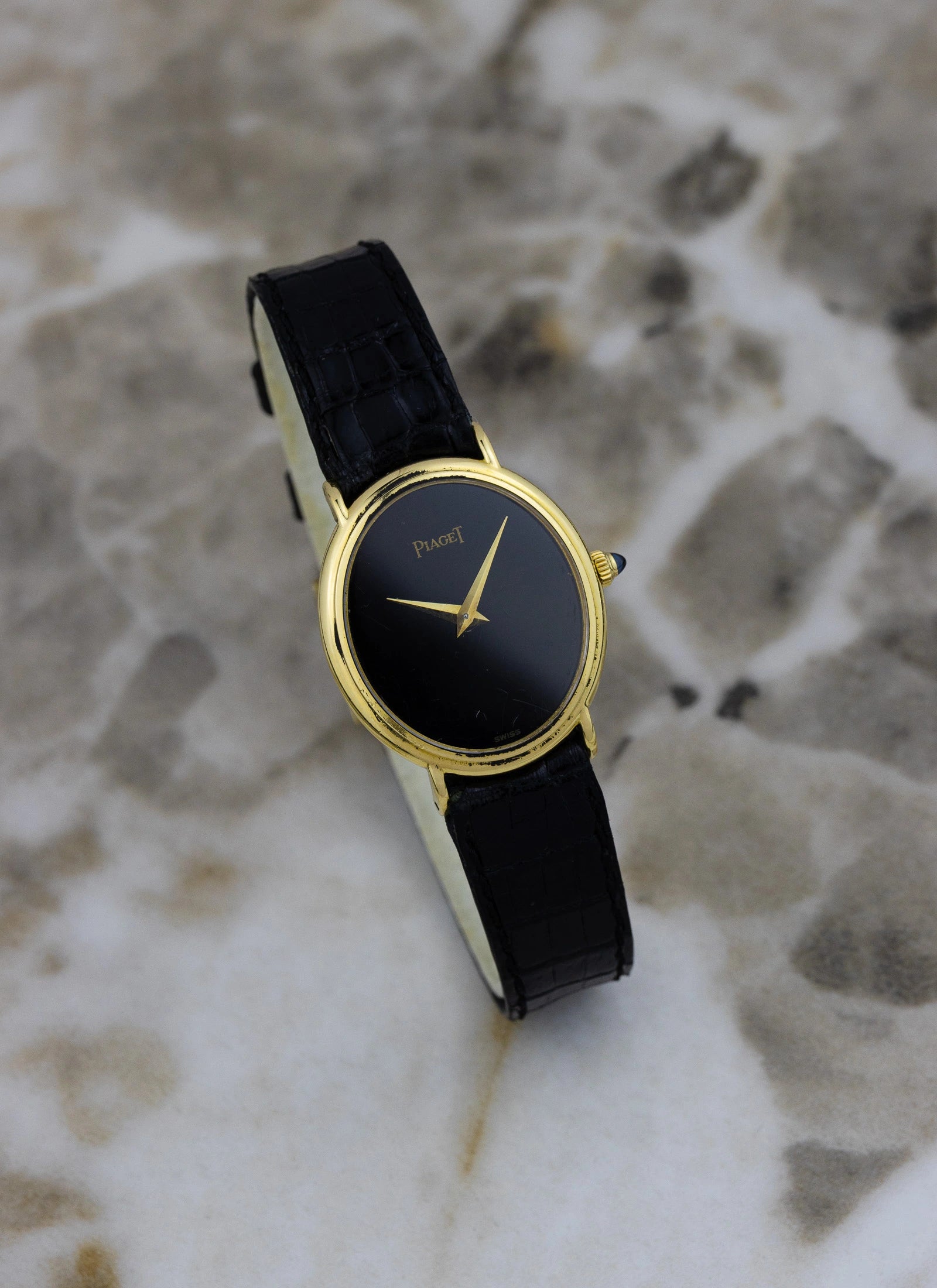 1970s 18K Piaget Ellipse Black Dial 9822
