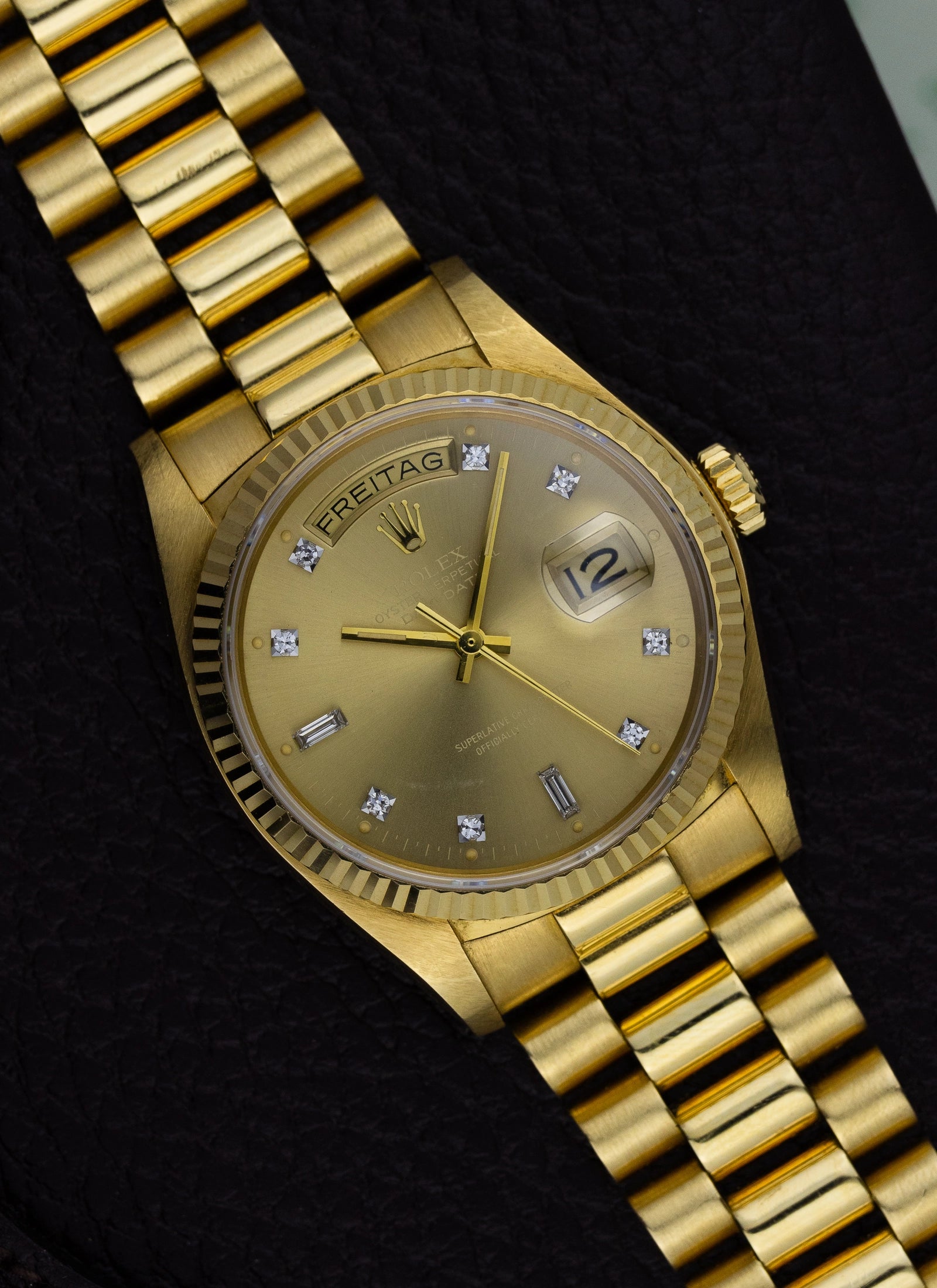 1979 18K Rolex Day-Date Havana Ghost Diamond Dial 18038 Box & Papers