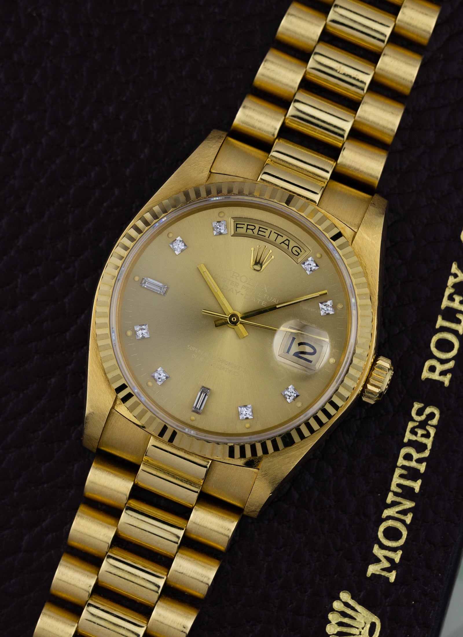 1979 18K Rolex Day-Date Havana Ghost Diamond Dial 18038 Box & Papers