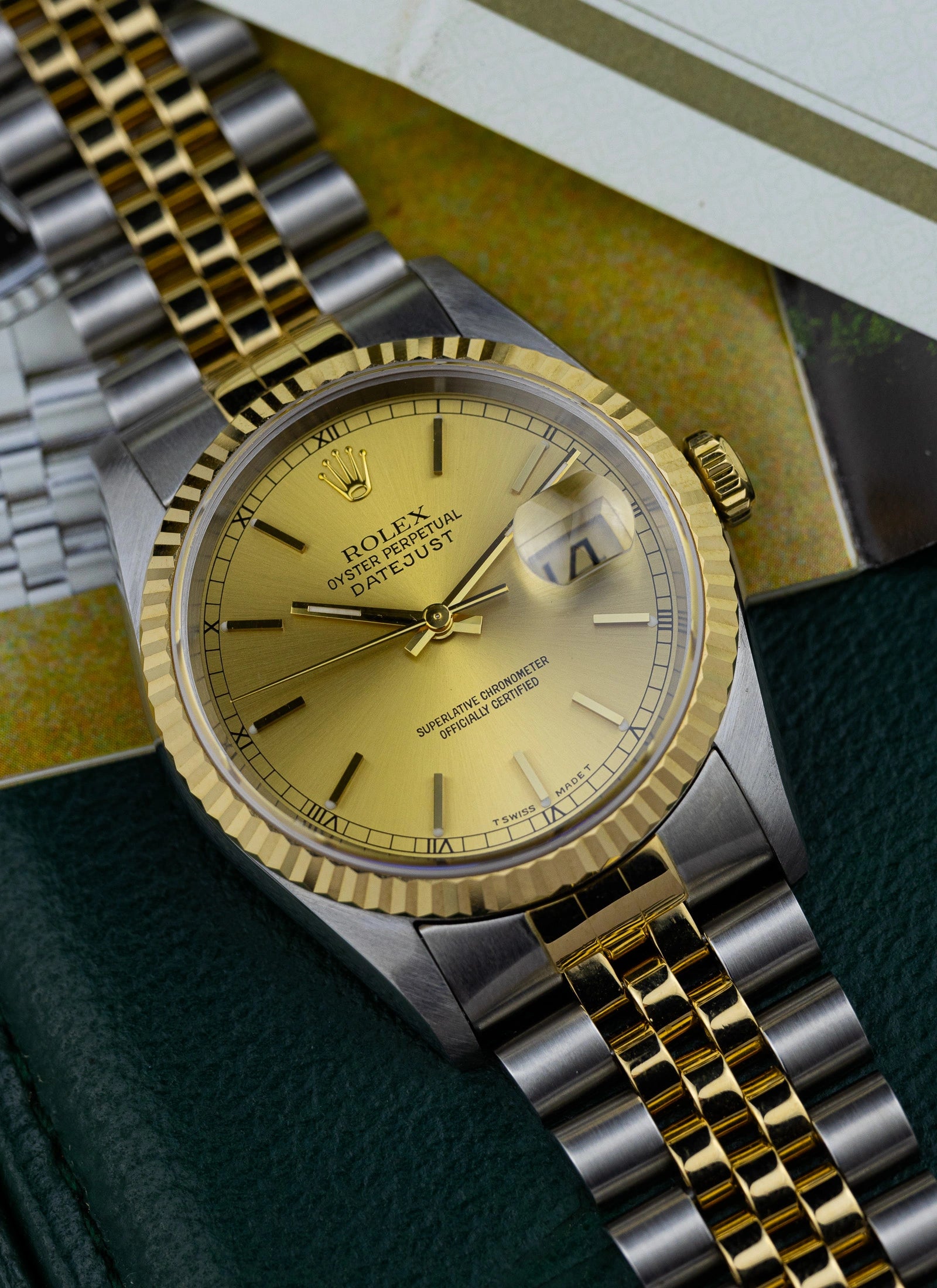 1996 Rolex Datejust Champagne Dial 16233 Full Set