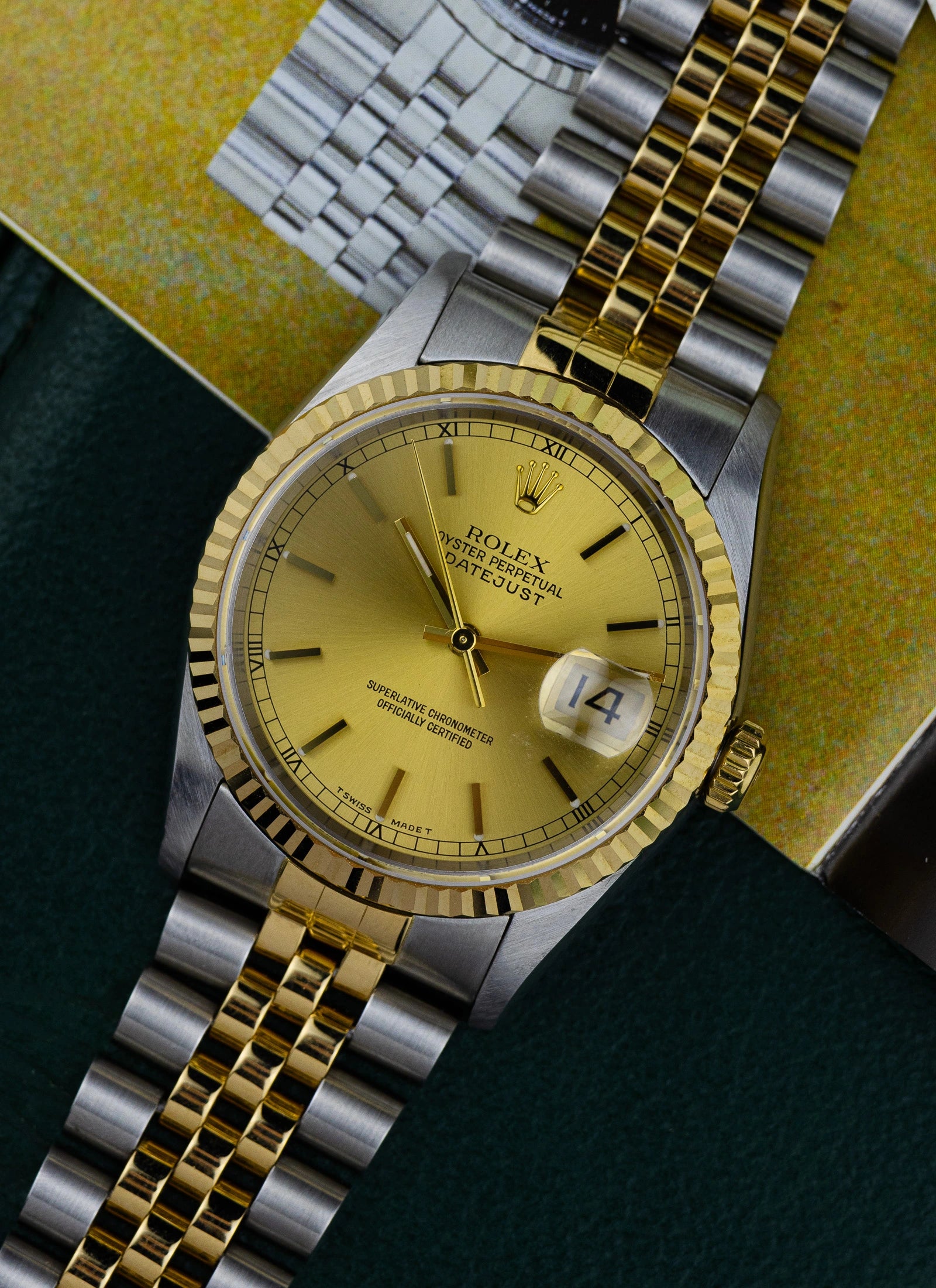 1996 Rolex Datejust Champagne Dial 16233 Full Set