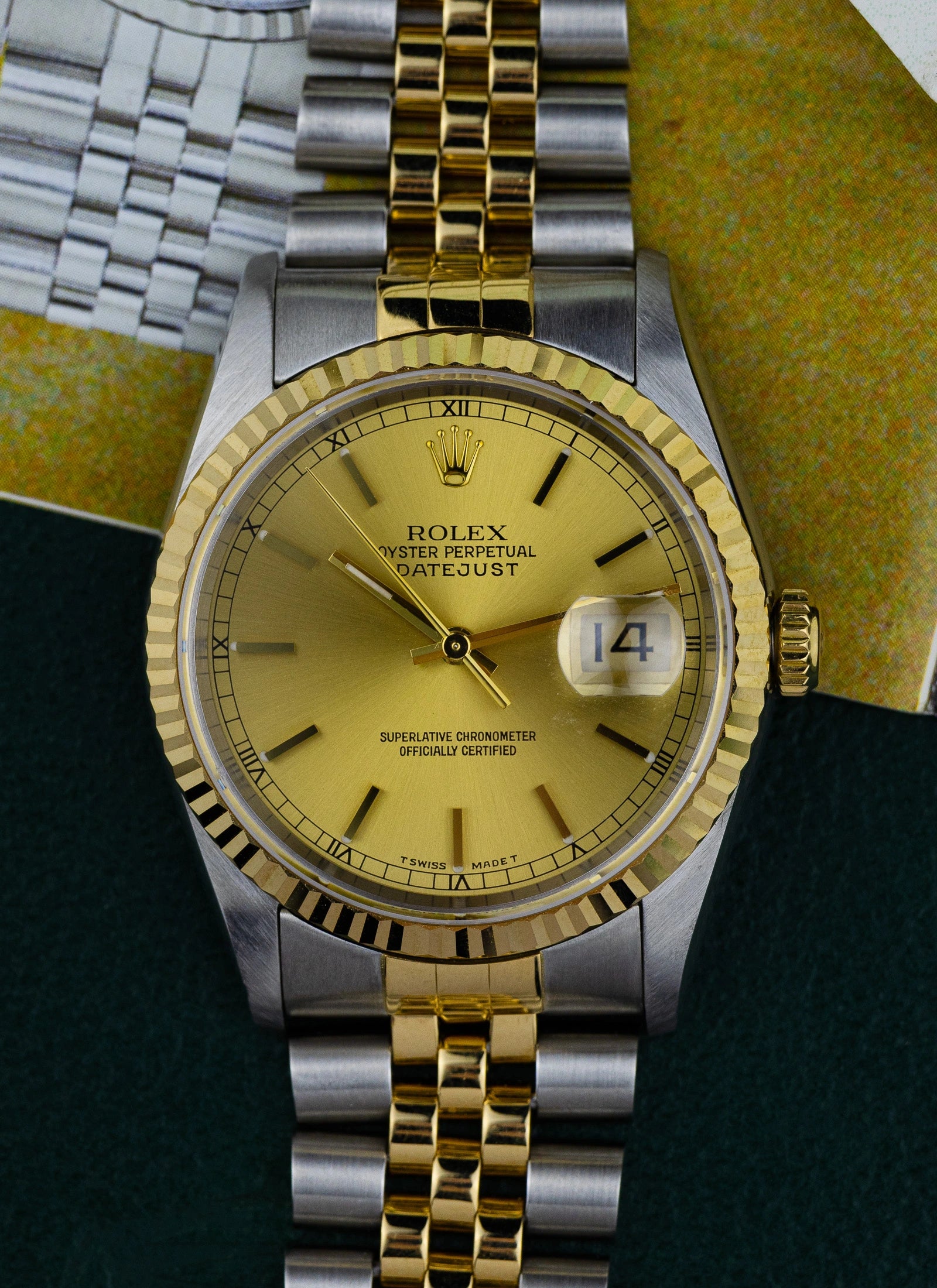 1996 Rolex Datejust Champagne Dial 16233 Full Set